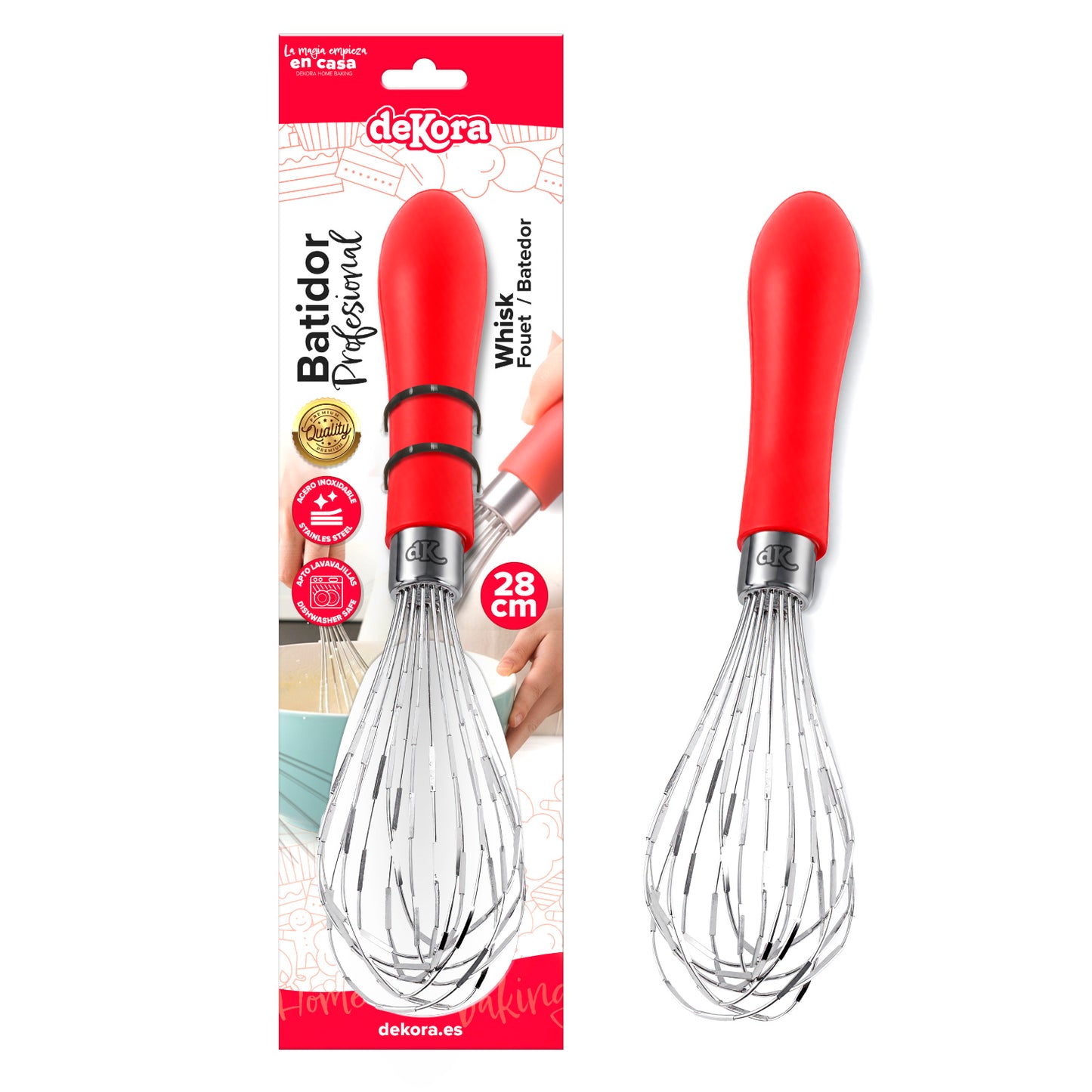 ERGONOMIC HANDLE WHISK 28CM -DEKORA HOME BAKING