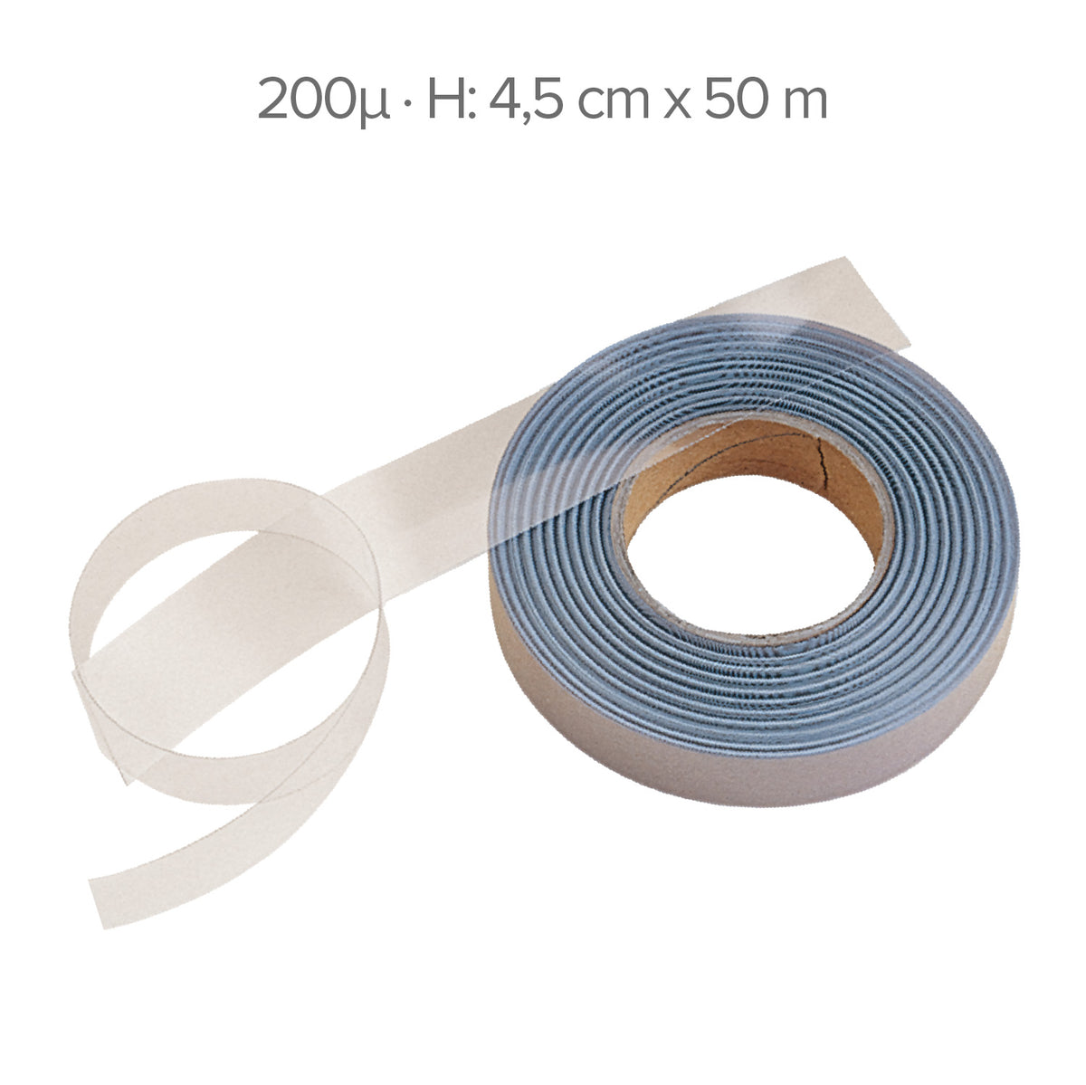 RULLO DI PVC TRASPARENTE – 50 M – H 4 ,5 CM – 200µ (ACETATO)