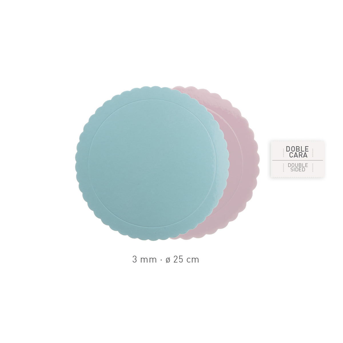 BASE PARA BOLO REDONDA AZUL / ROSA 3MM Ø 25CM