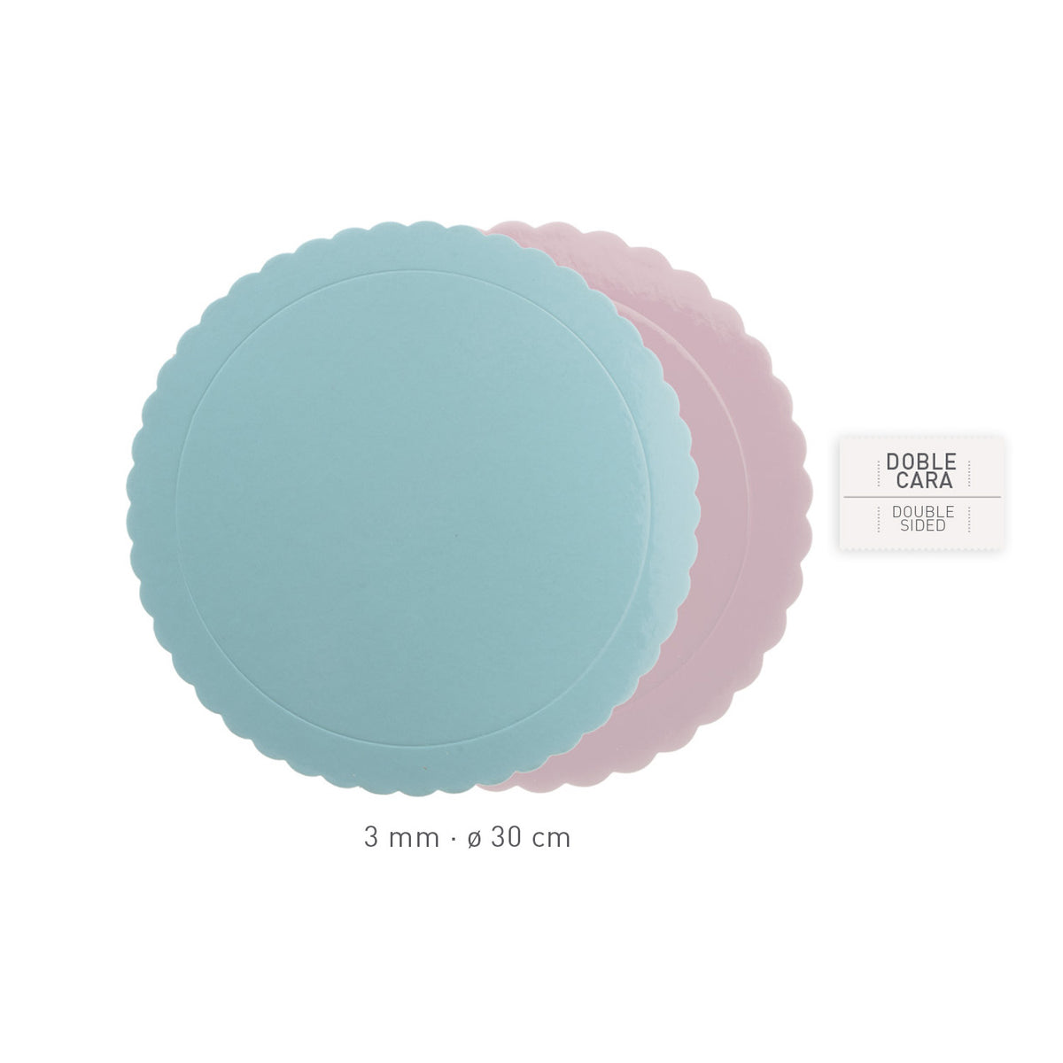 ROUND CAKE BOARD BLUE / PINK 3MM Ø 30CM