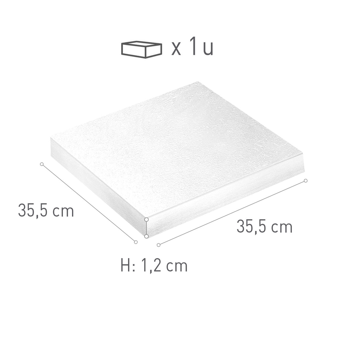 BASE PER TORTA BIANCA QUADRATA 35.5X35.5XH1.2CM
