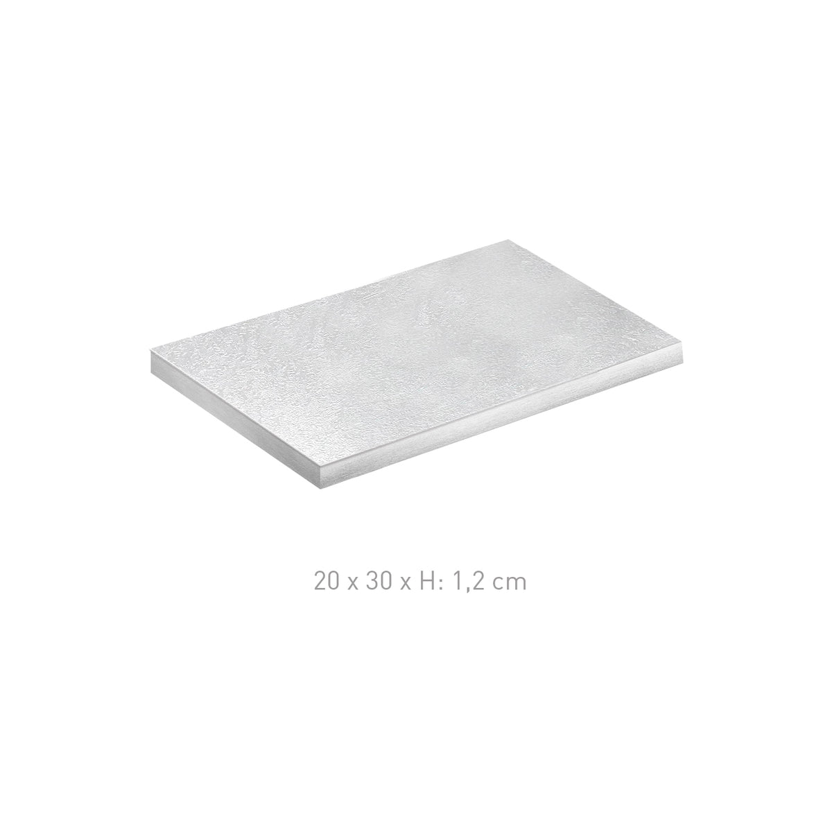 BASE DE BOLO RECTANGULAR PRATEADA 20X30H1,2CM