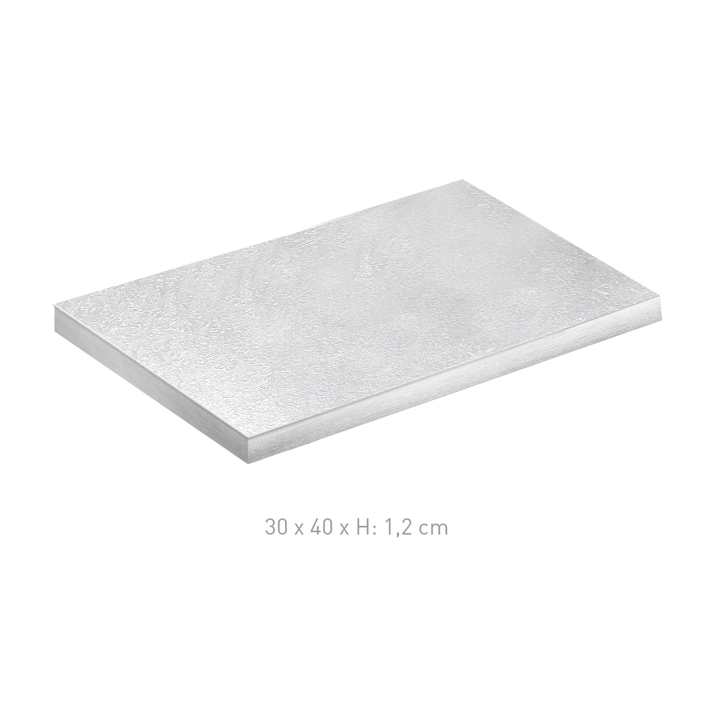 BASE PER TORTA RETTANGOLARE ARGENTATA 30X40 H1.2CM
