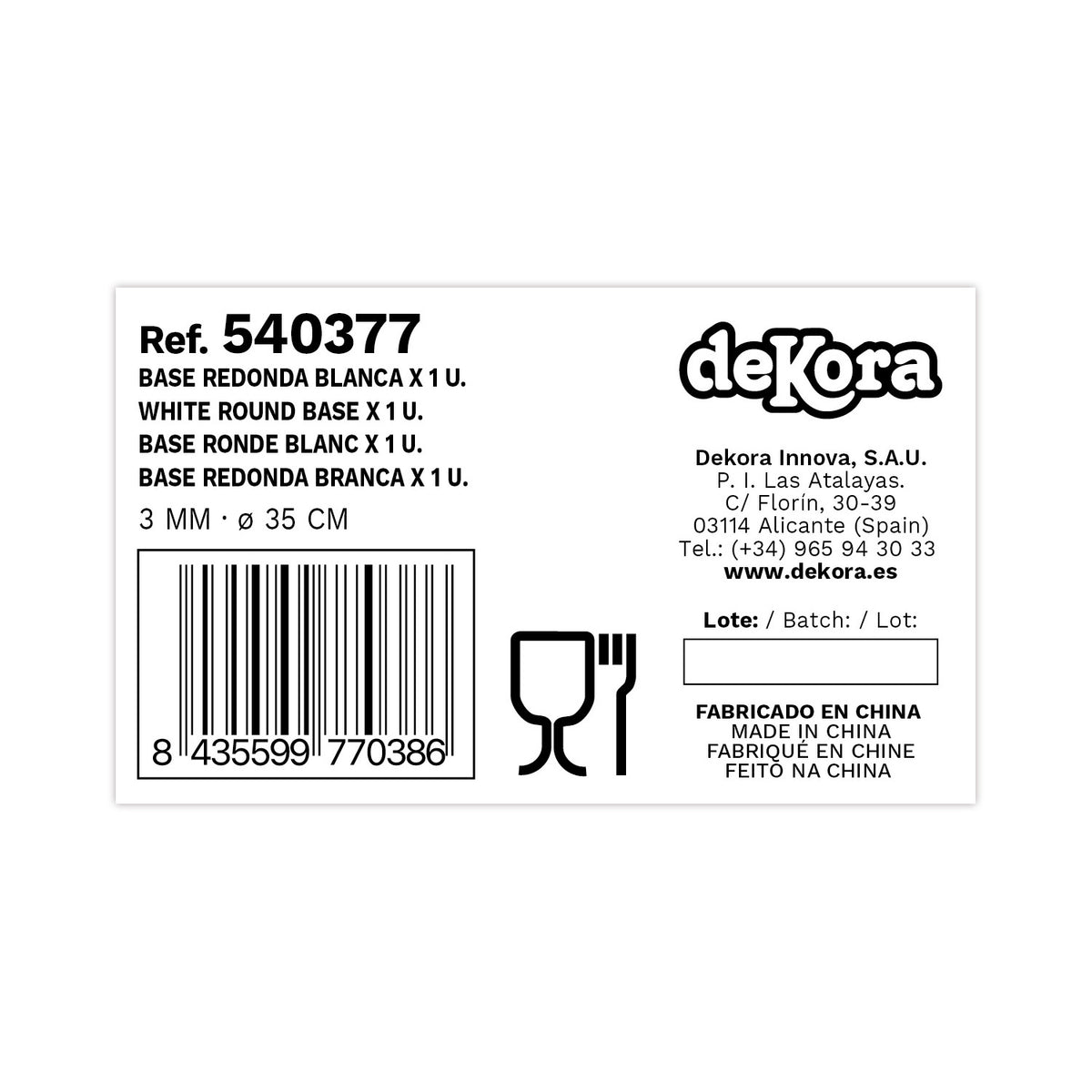 PRATO PARA BOLO REDONDO BRANCO ONDULADO 3MM 35CM