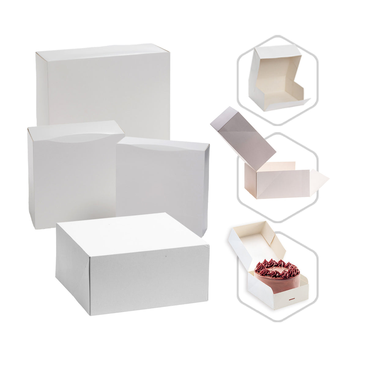 SCATOLA DA PASTICCERIA IN CARTONE BIANCO 23X23X13CM