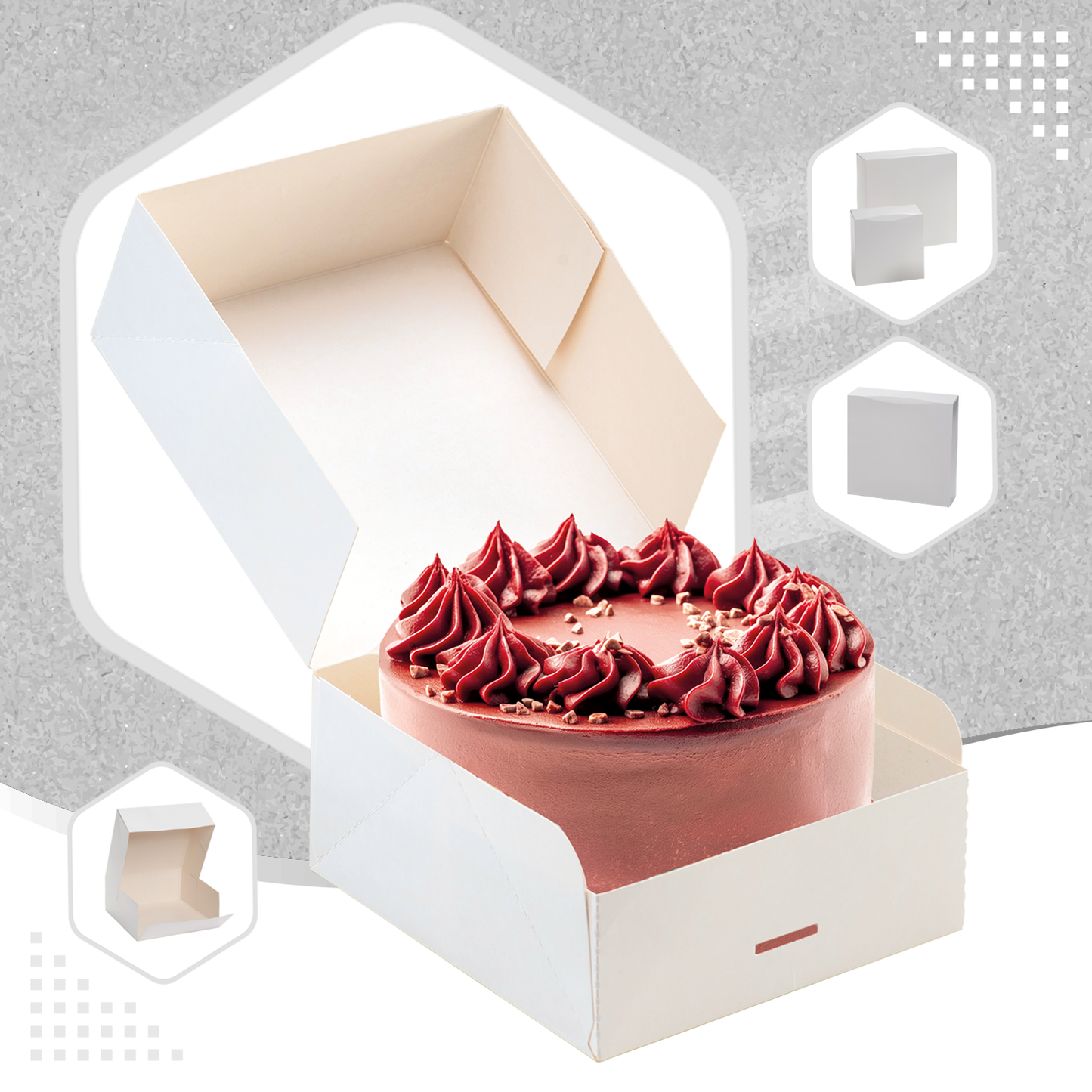 WHITE CARDBOARD CAKE BOX 32X32X13CM