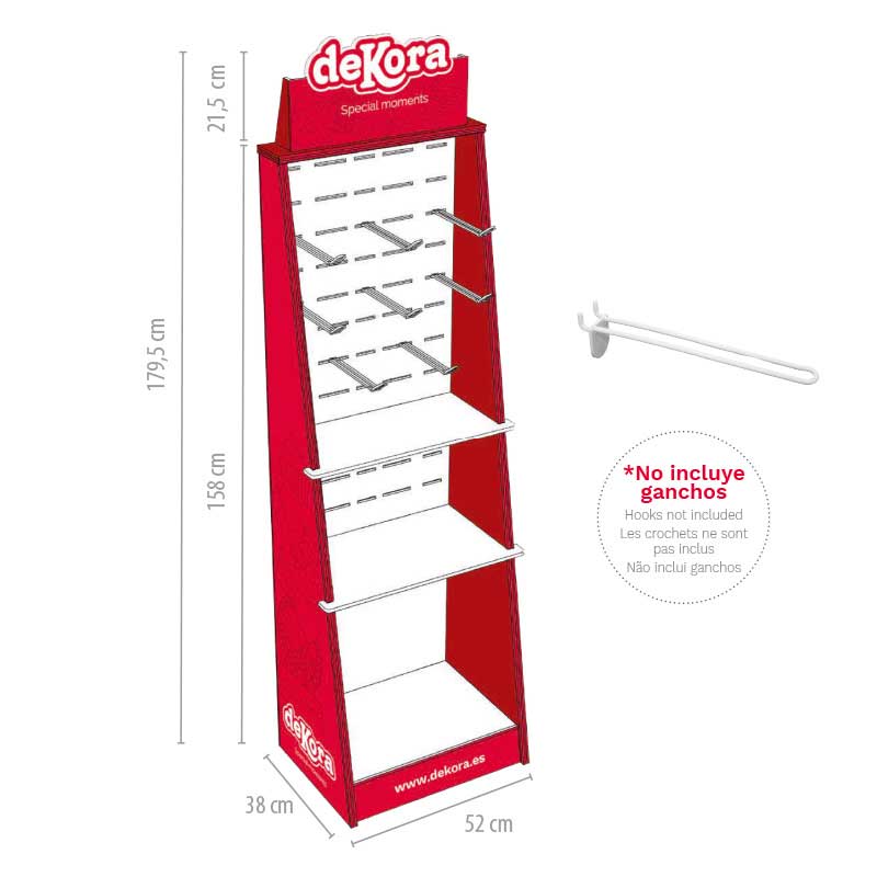 EXPOSITOR CARTON RETAIL SIN GANCHOS 544X384X1605 MM