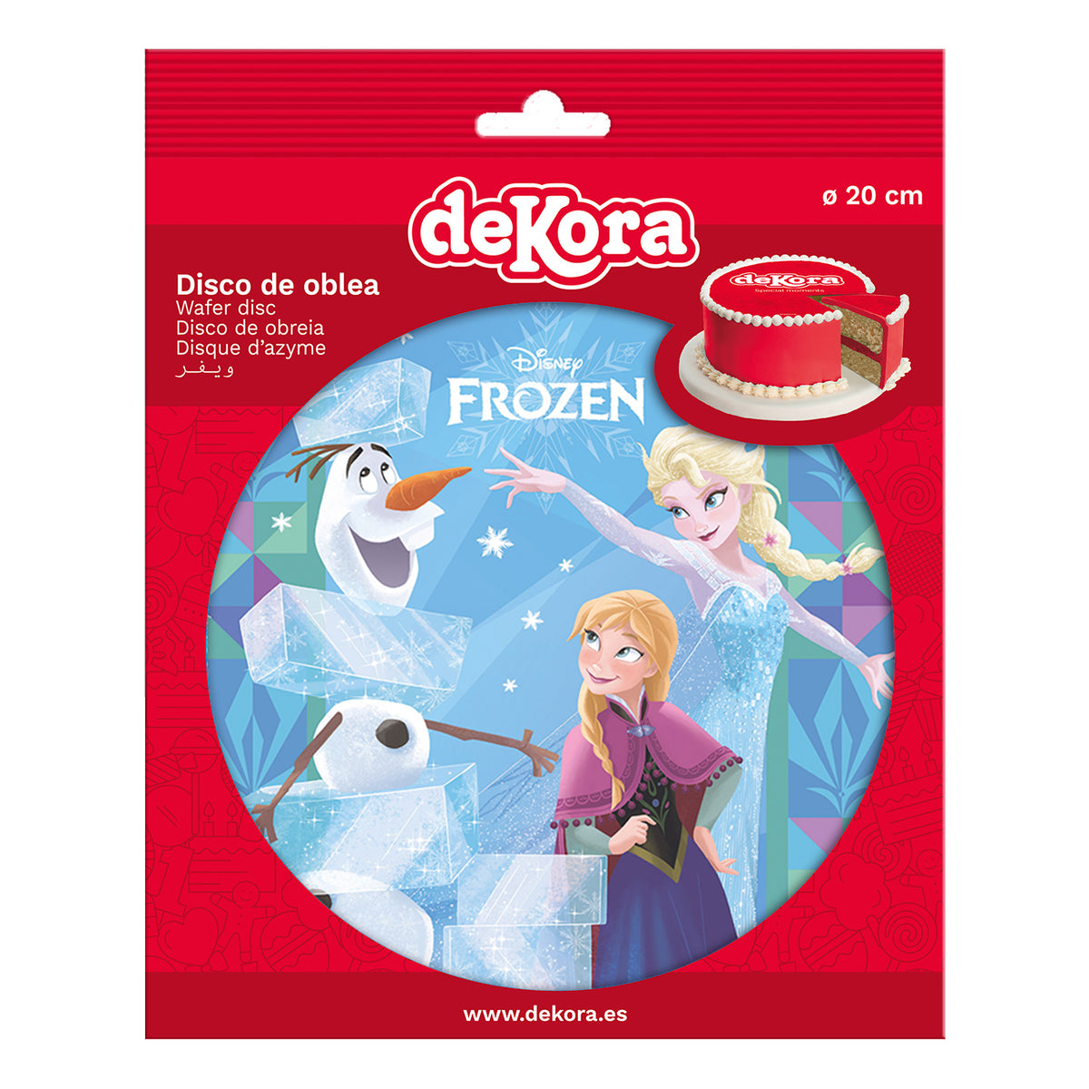 6 DISCOS HÓSTIA EM FOIL PARA BOLOS FROZEN 20 CM