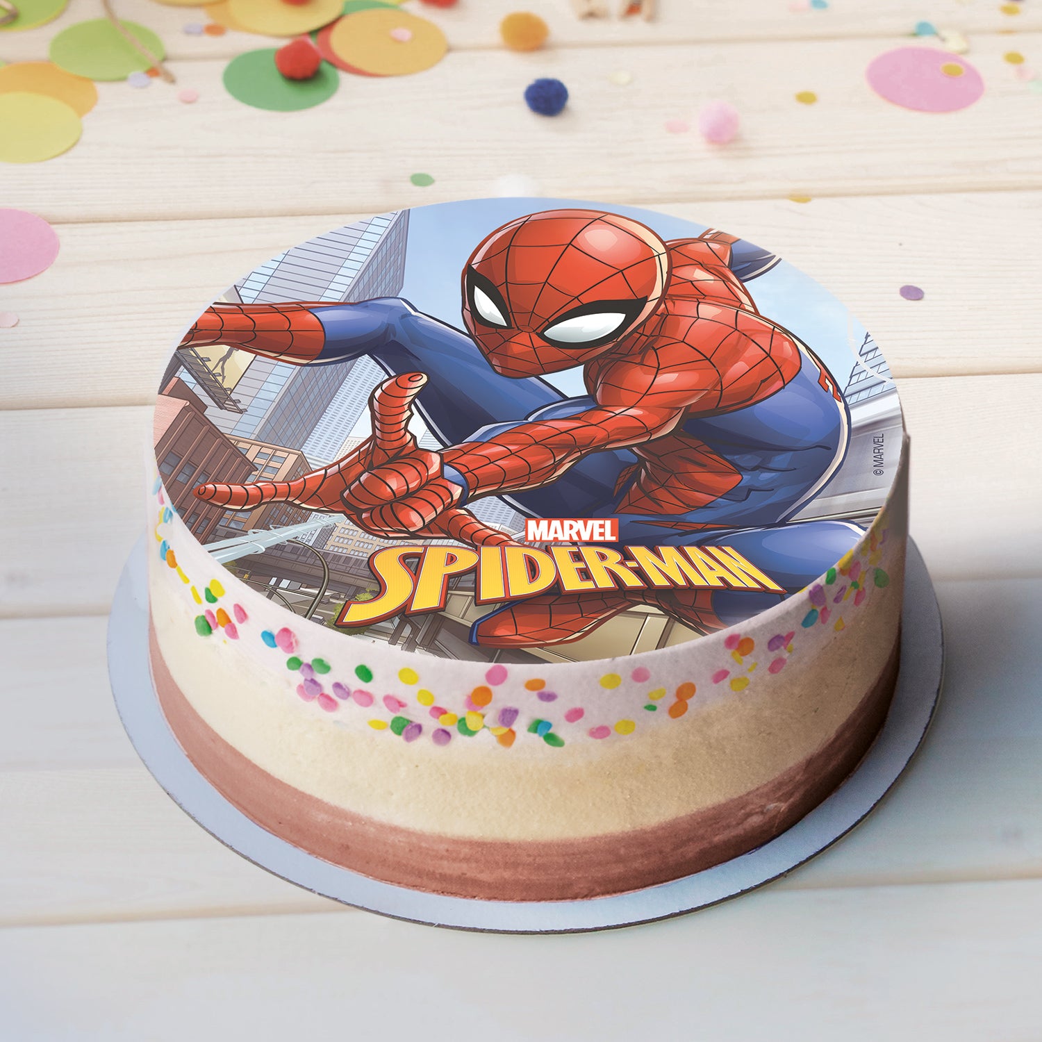 6 DISCOS HÓSTIA FOIL PARA BOLOS HOMEM-ARANHA 20 CM