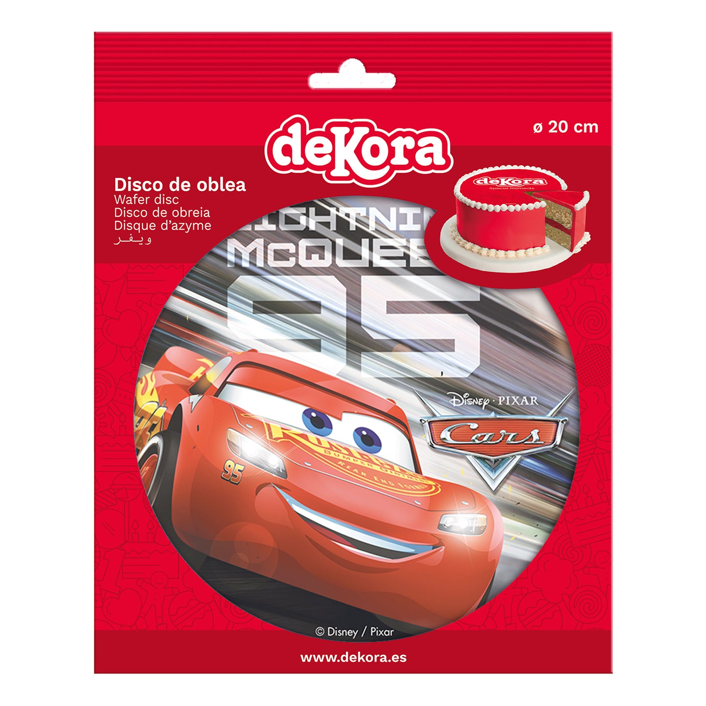 DISCO OBLEA PARA TARTAS CARS 3 20CM