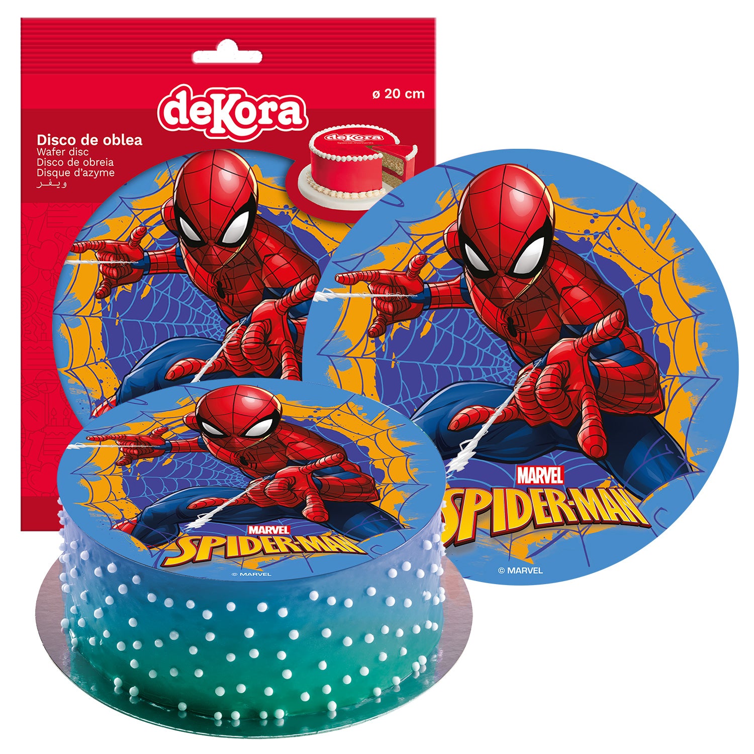 6 DISCOS HÓSTIA PARA DECORAR BOLOS SPIDERMAN B 20 CM