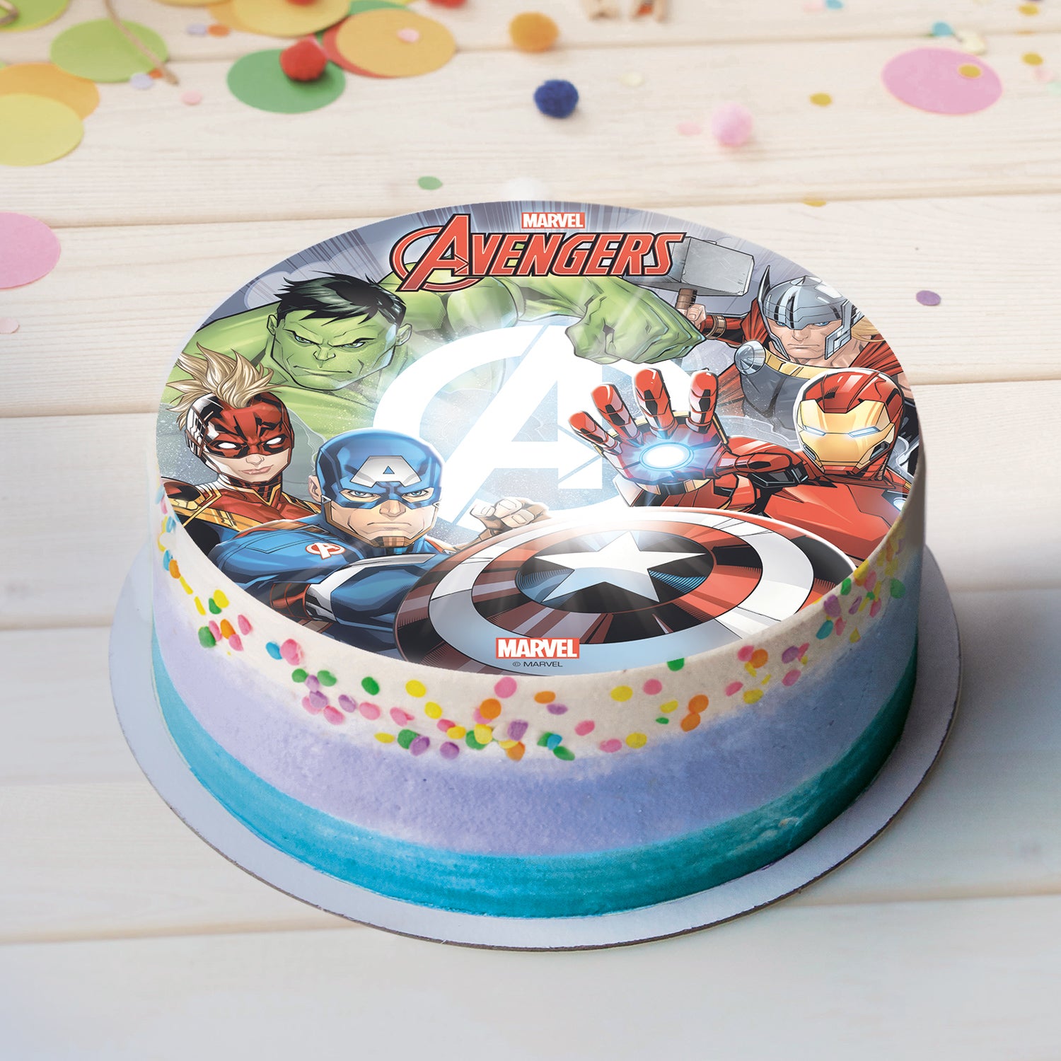 6 AVENGERS CAKE DECORATING WAFER DISCS 20 CM