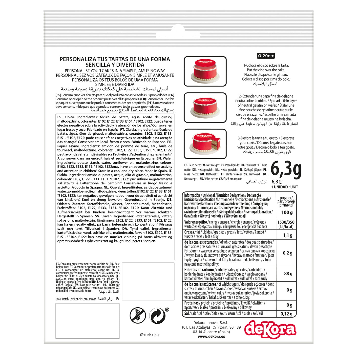 DISQUE EN AZYME POUR GÂTEAUX HULK 20CM