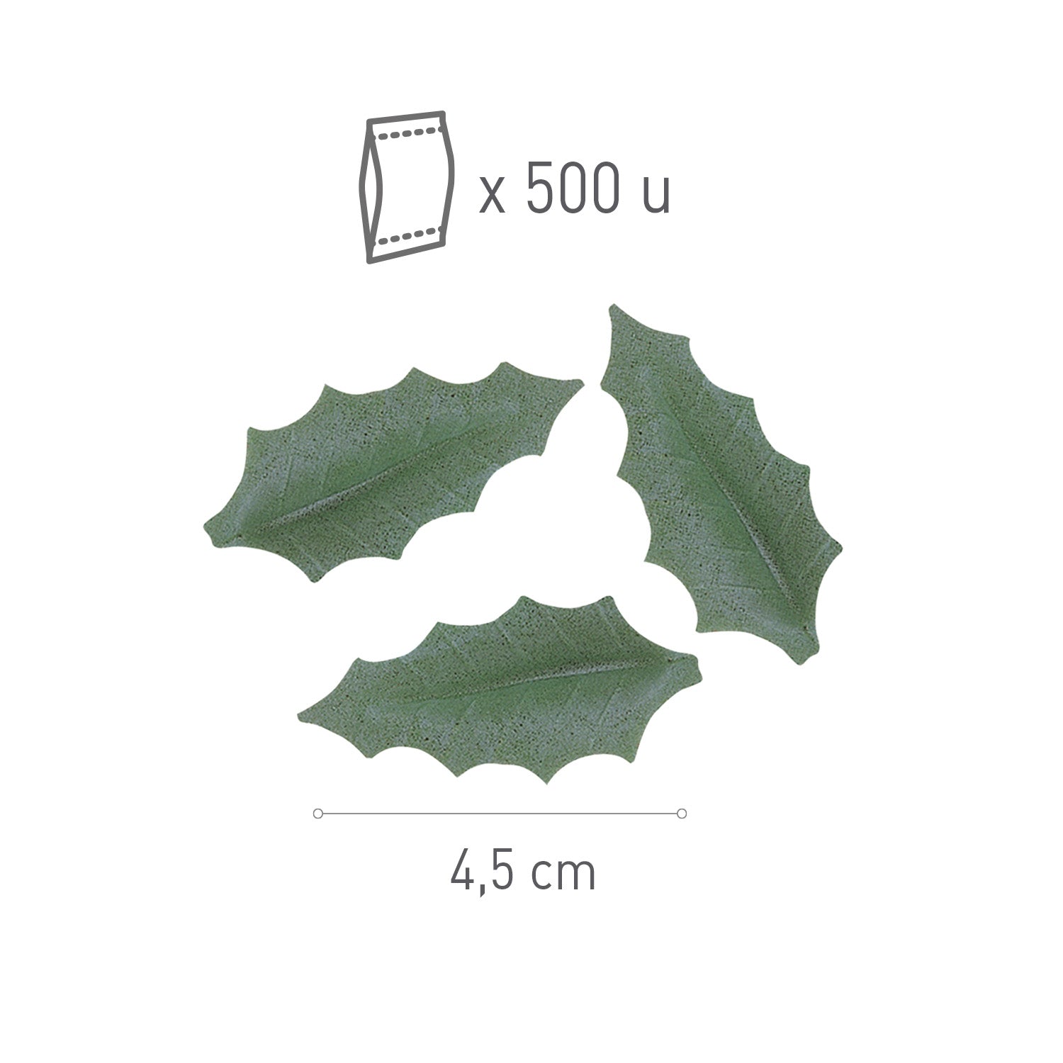 500 FOGLIA AGRIFOGLIO VERDE SCURO 4,5CM