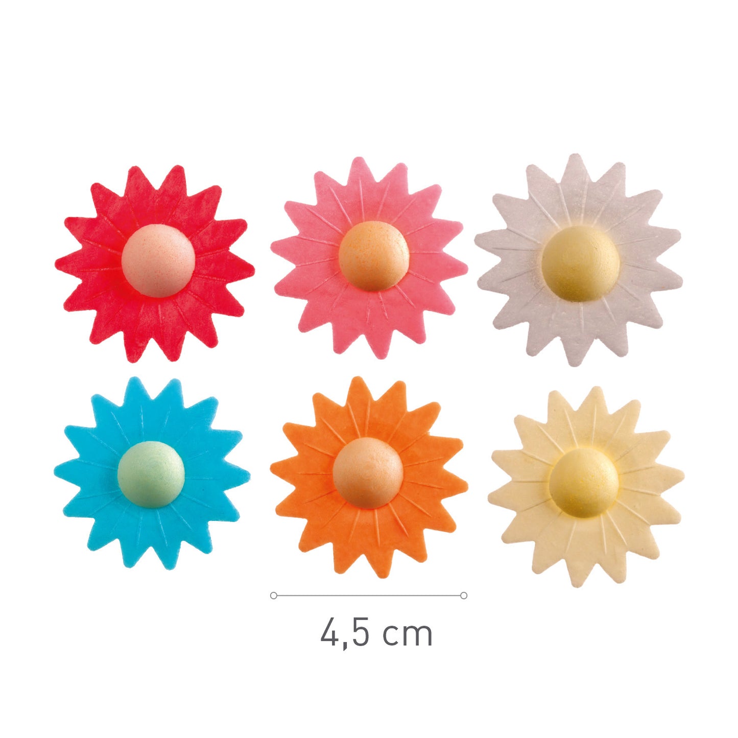 MARGARIDAS EM OBREA 6 CORES ASSORTADAS Ø 4,5CM