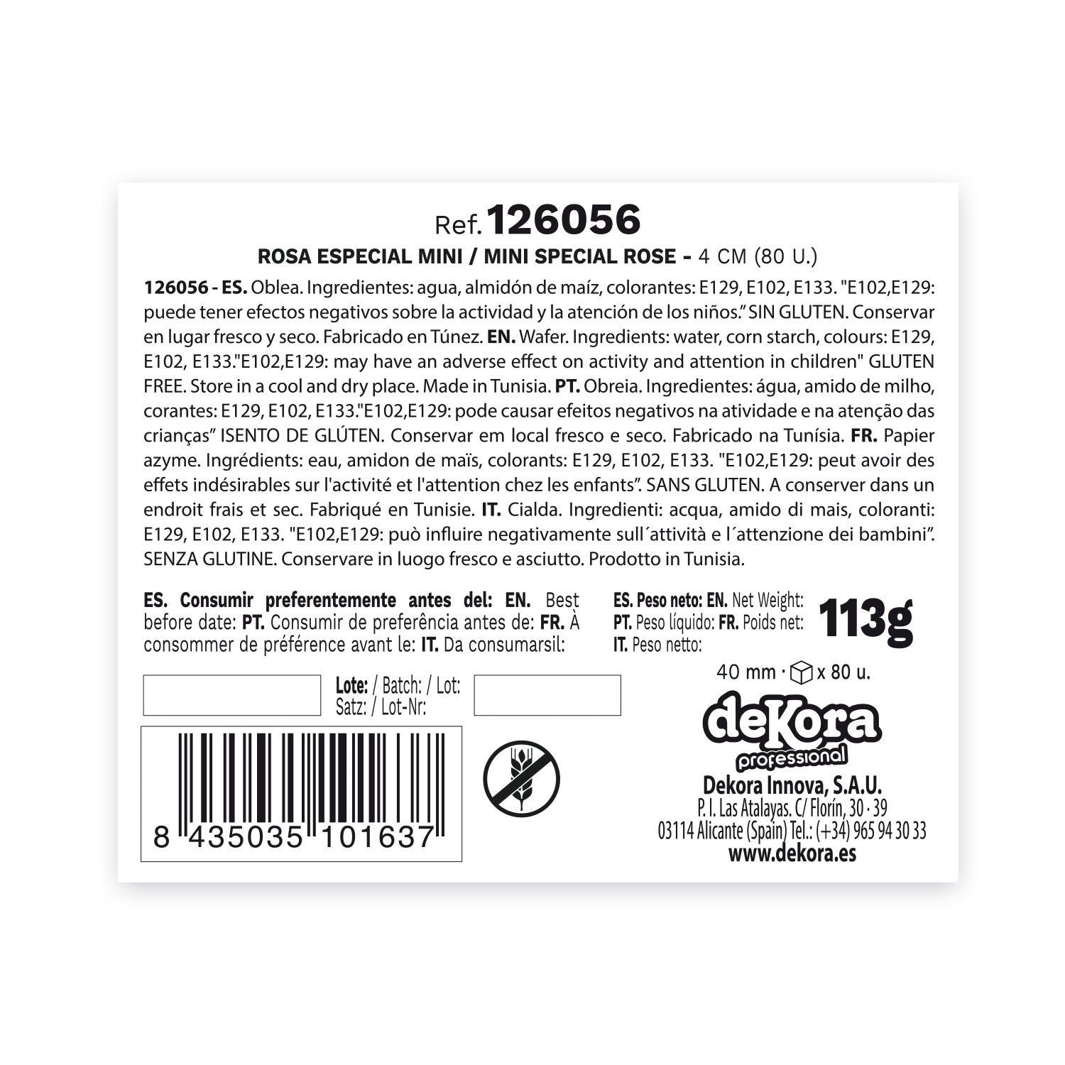 ROSA MINI DE OBLEA CON HOJA COLORES SURTIDOS 4CM