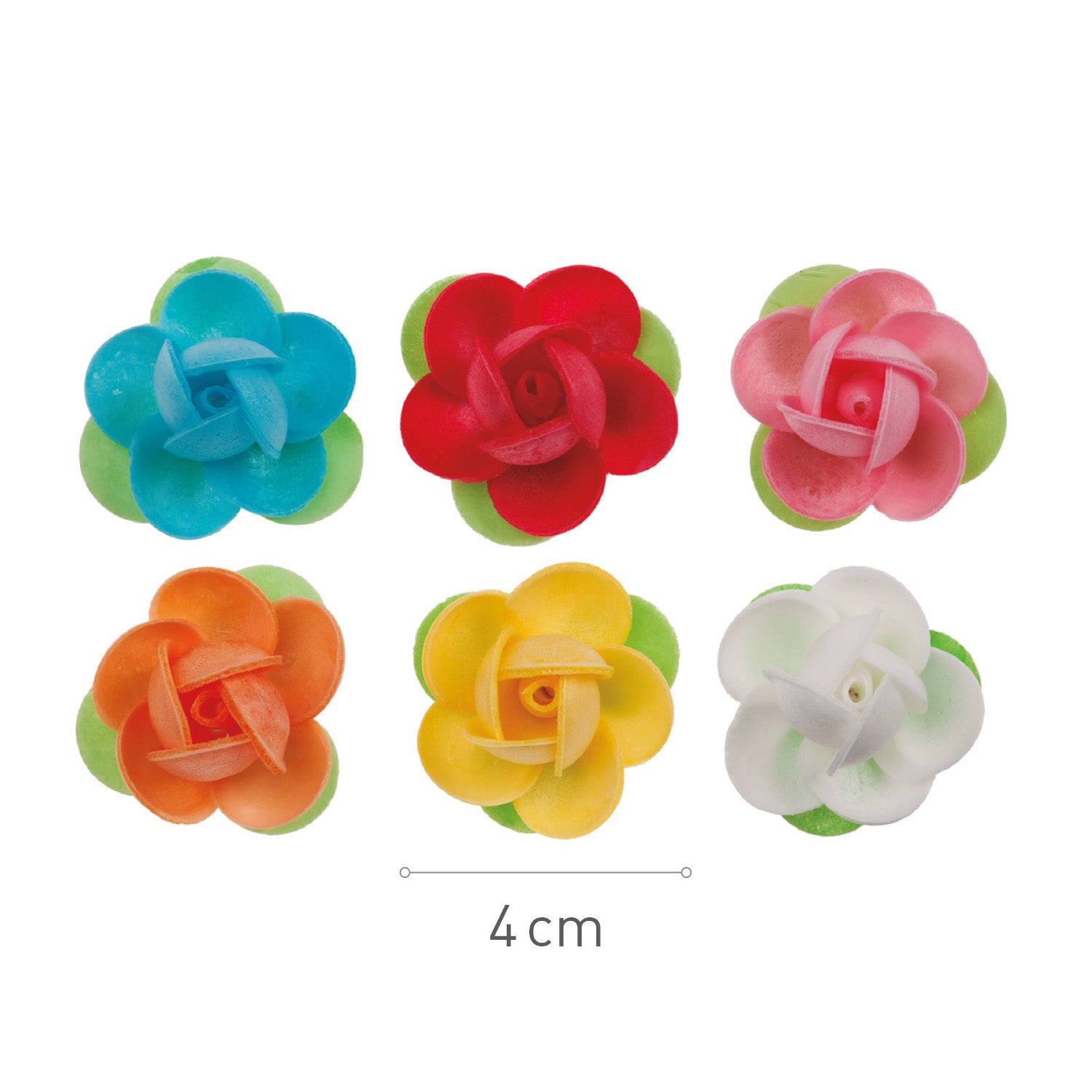 ROSA MINI IN OSTIA COLORI CON FOGLIE ASSORTITI 4CM