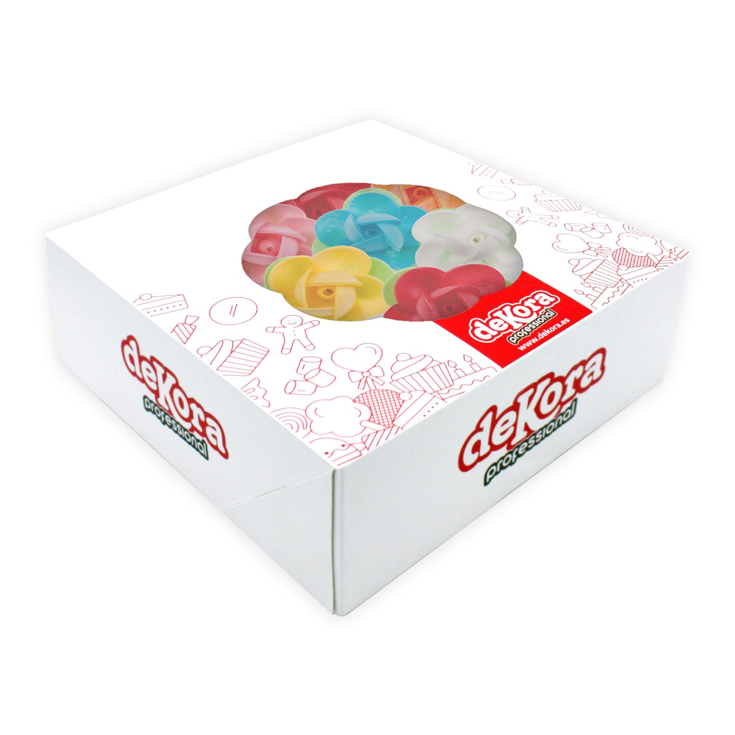 ROSA MINI DE OBLEA CON HOJA COLORES SURTIDOS 4CM