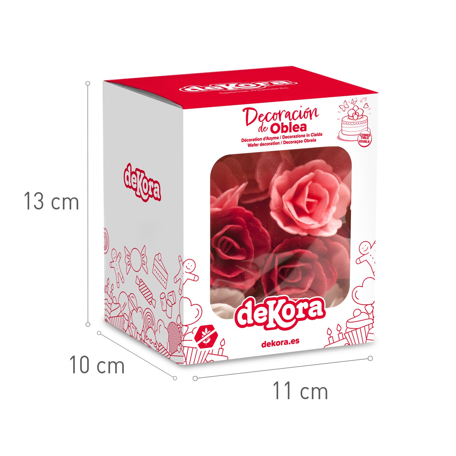 36 ROSAS EM OBREIA ROSA, VERMELHO E BRANCO ASSORTED 4,5 CM