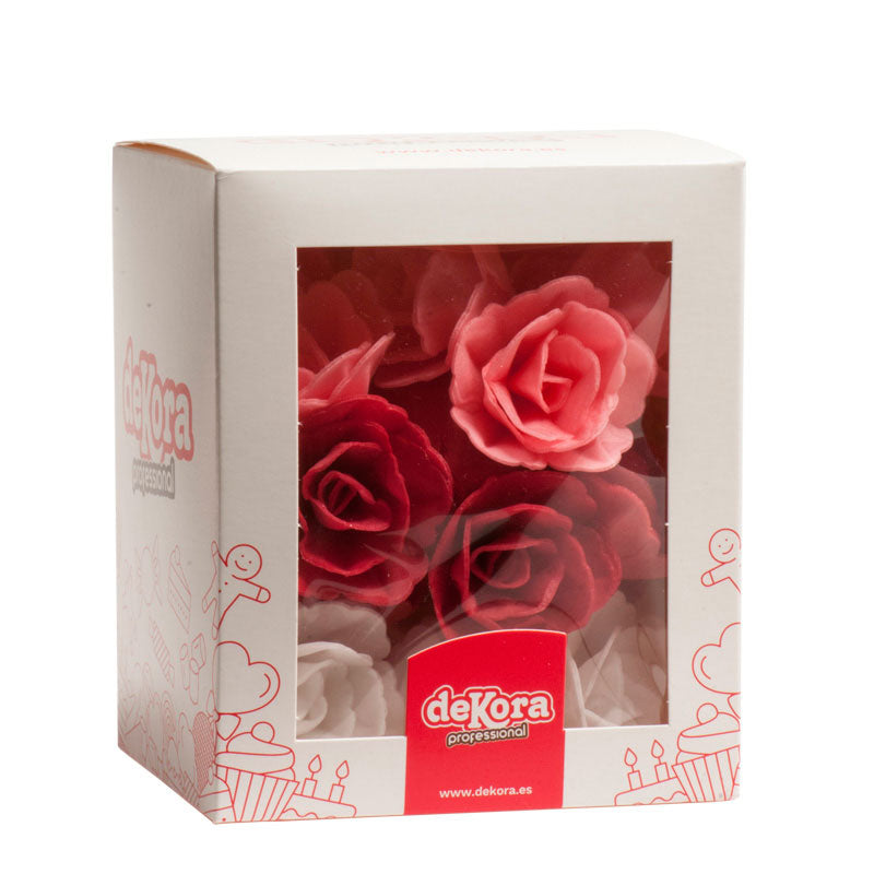 36 ROSAS EM OBREIA ROSA, VERMELHO E BRANCO ASSORTED 4,5 CM