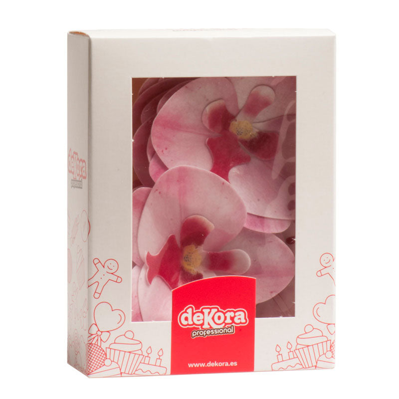 10 ORQUÍDEAS DE OBLEA ROSA 8,5 x 7,5 CM