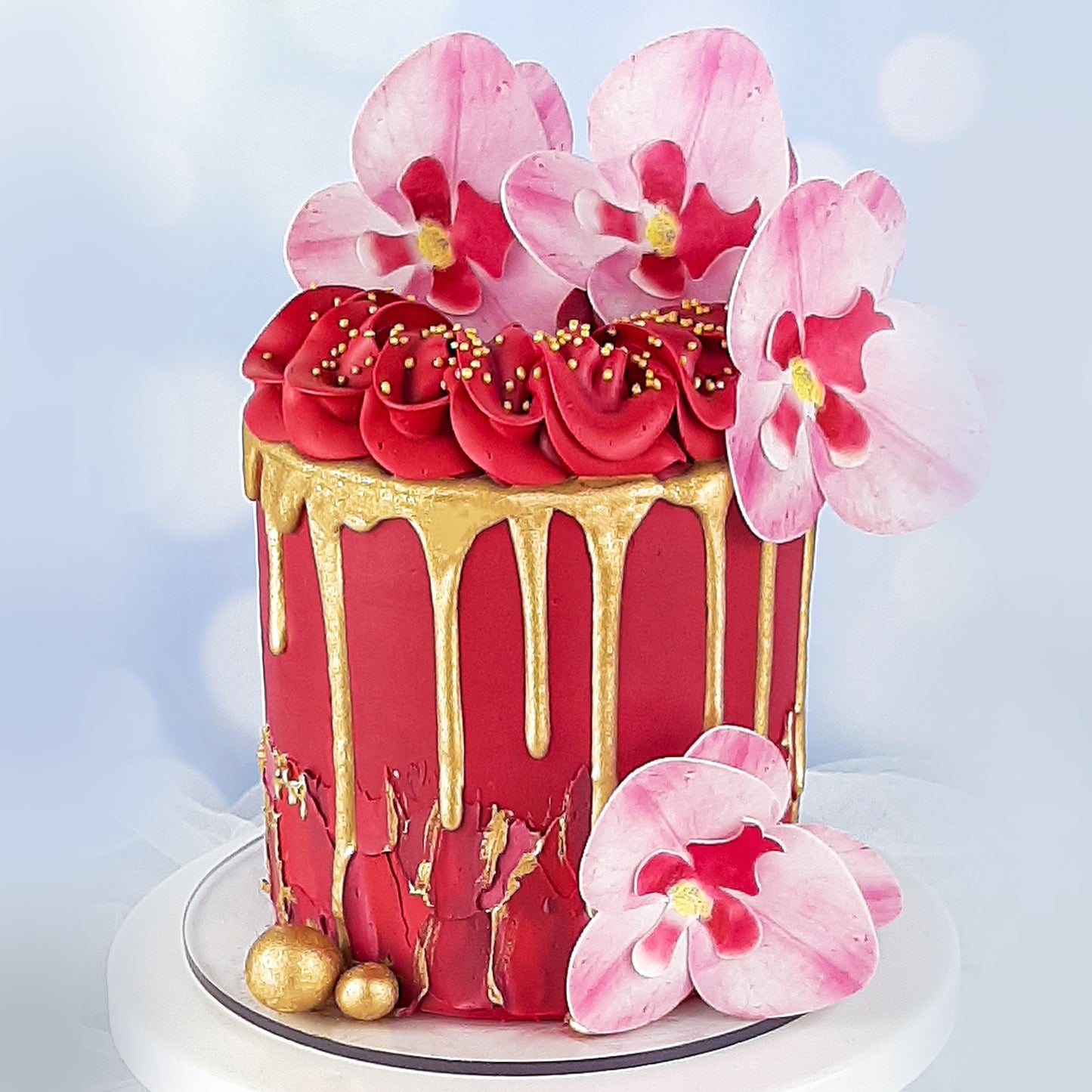 10 WAFER PINK ORCHIDS 8,5 x 7,5 CM