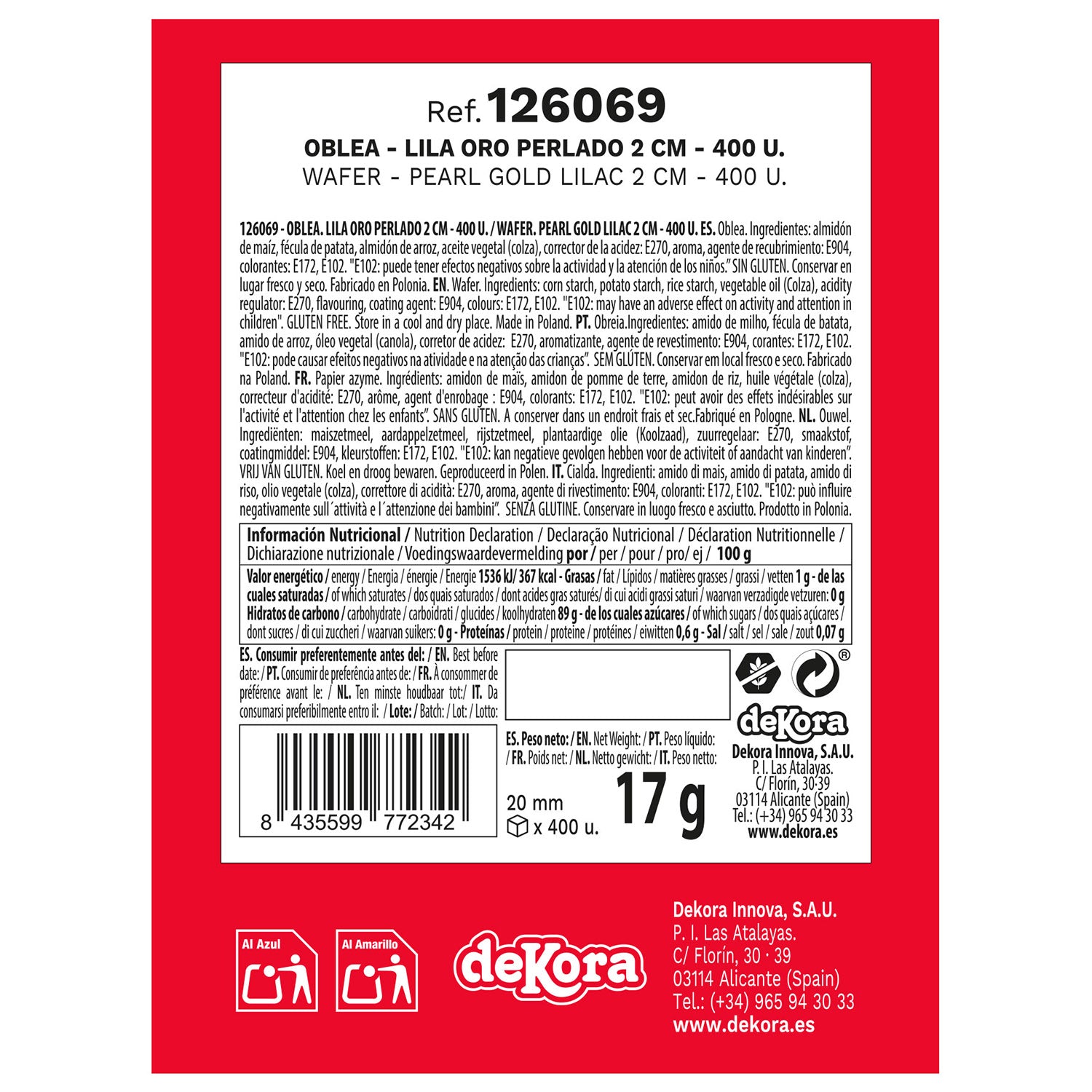 400 LILAS EM OBREIA OURO PÉROLA 2 CM