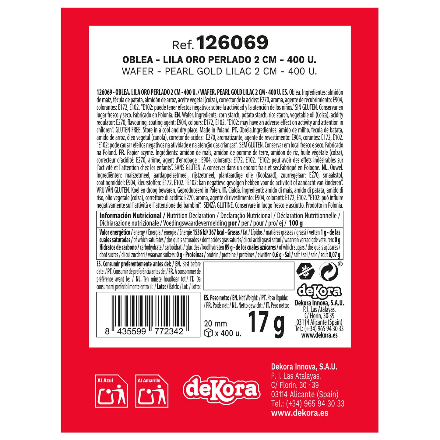 400 LILAS EM OBREIA OURO PÉROLA 2 CM