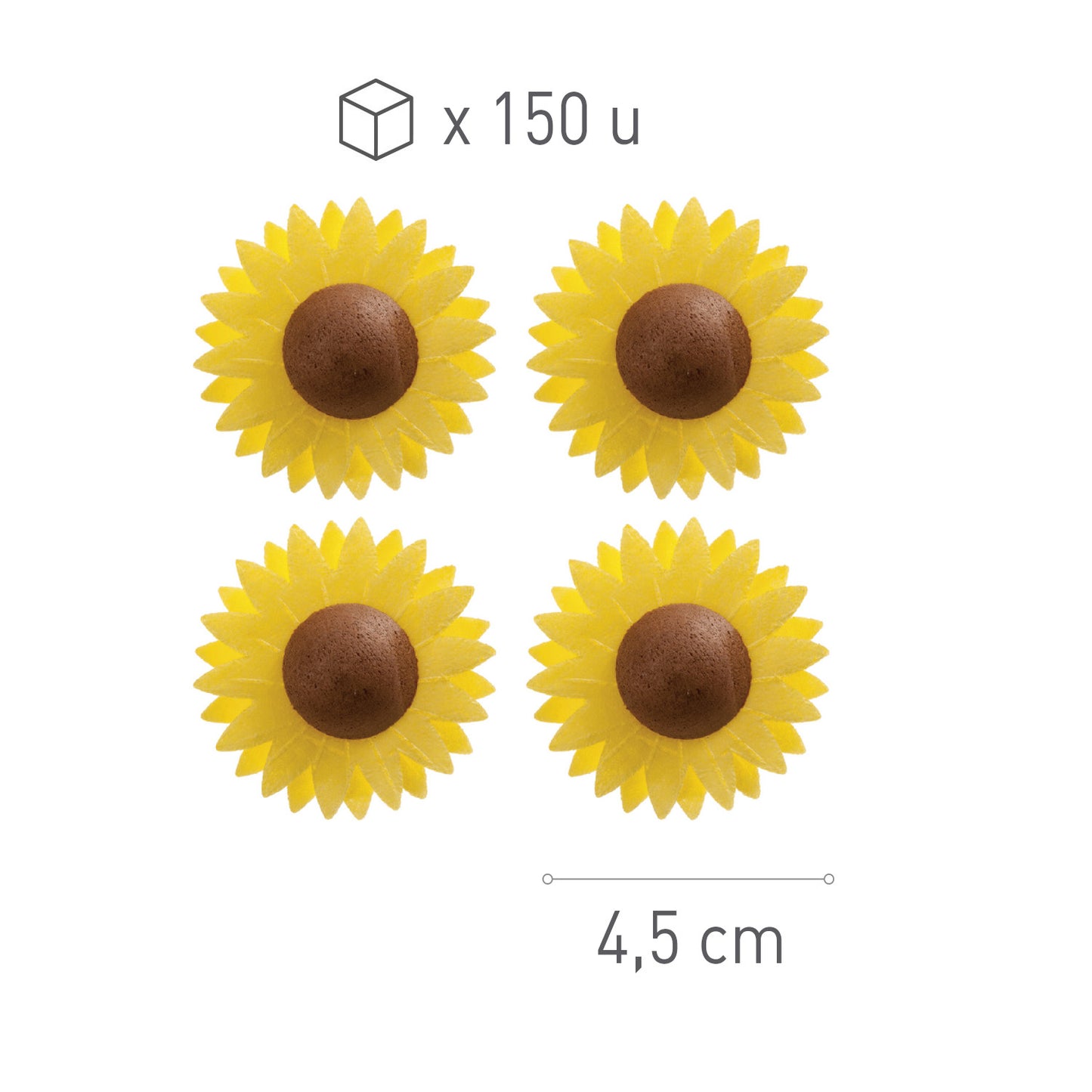 150 FLORES OBLEA GIRASOL 4,5 CM