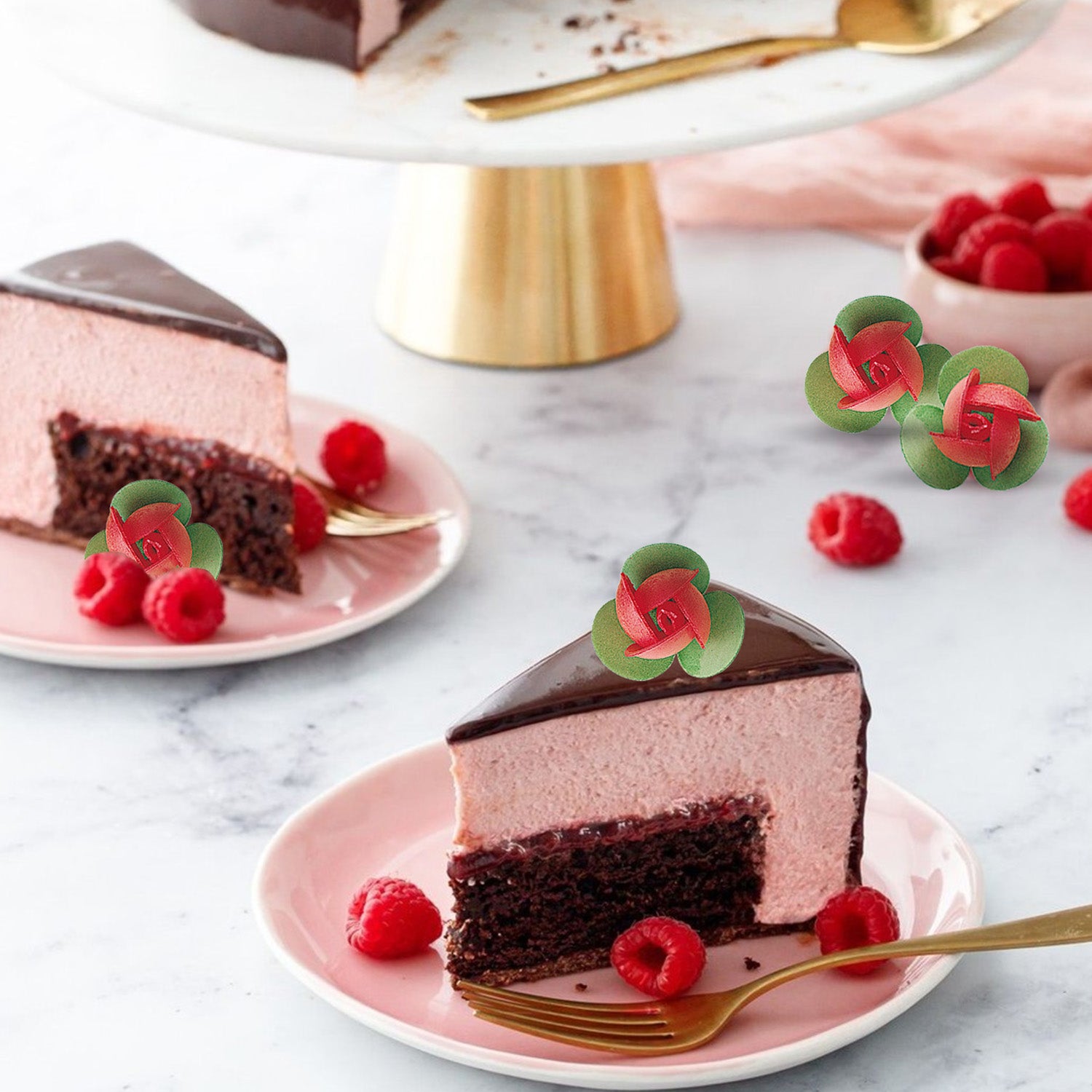 MINI ROSA ROJA CON HOJA 3CM