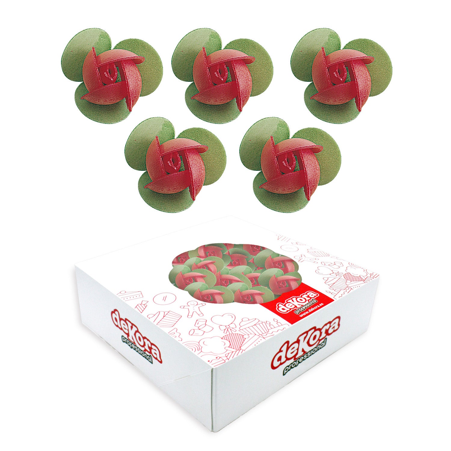 MINI ROSA ROJA CON HOJA 3CM