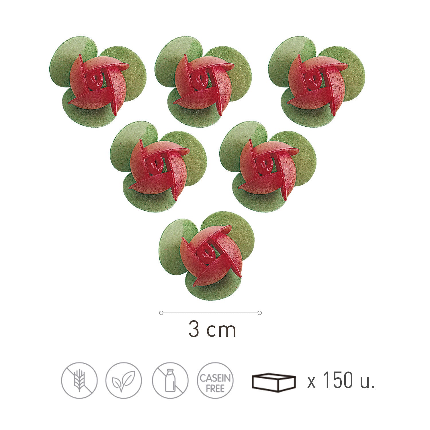 MINI ROSA ROJA CON HOJA 3CM