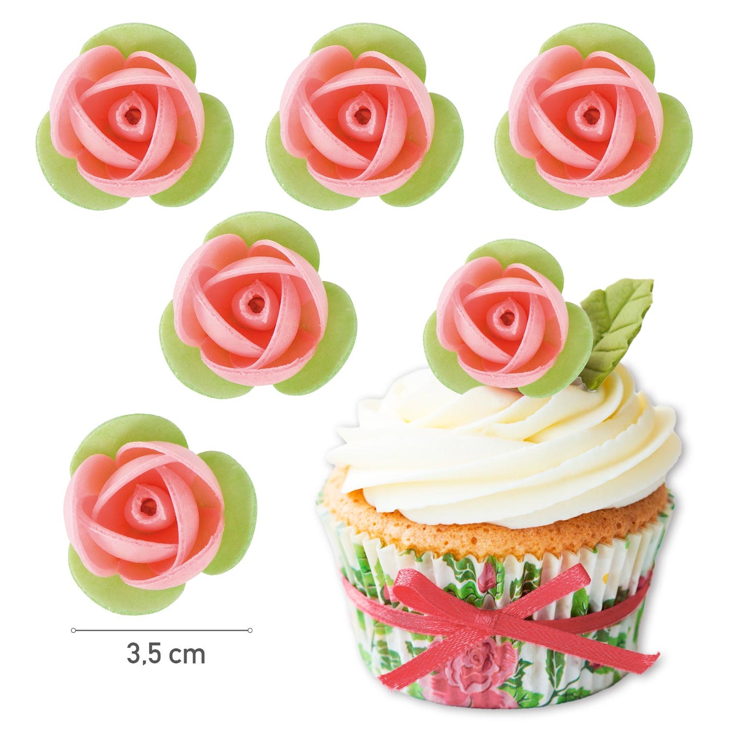 140 ROSAS OBREIA FOLHA VERDE 3,5 CM