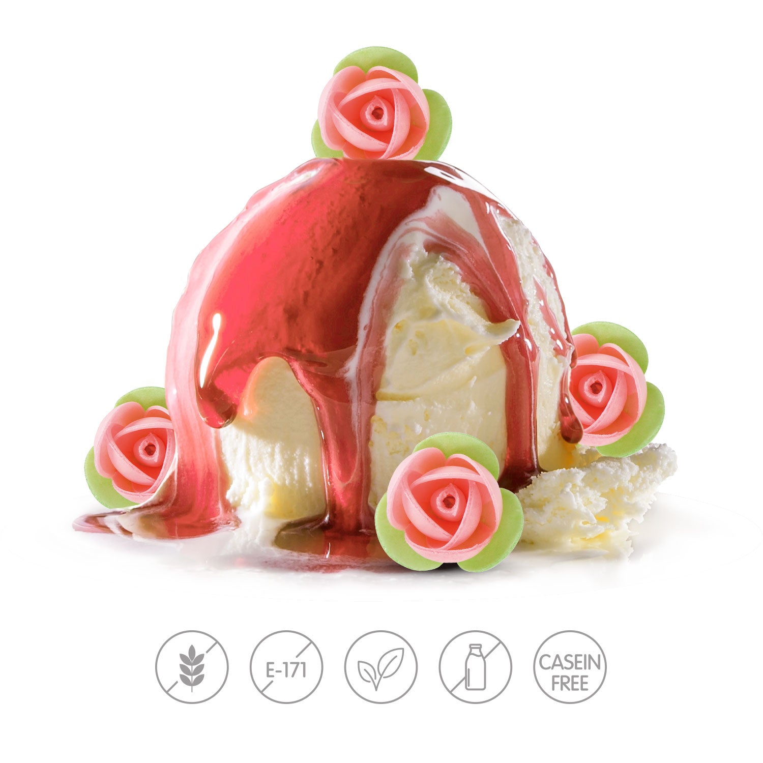 140 ROSAS OBLEA CON HOJA VERDE 3,5CM