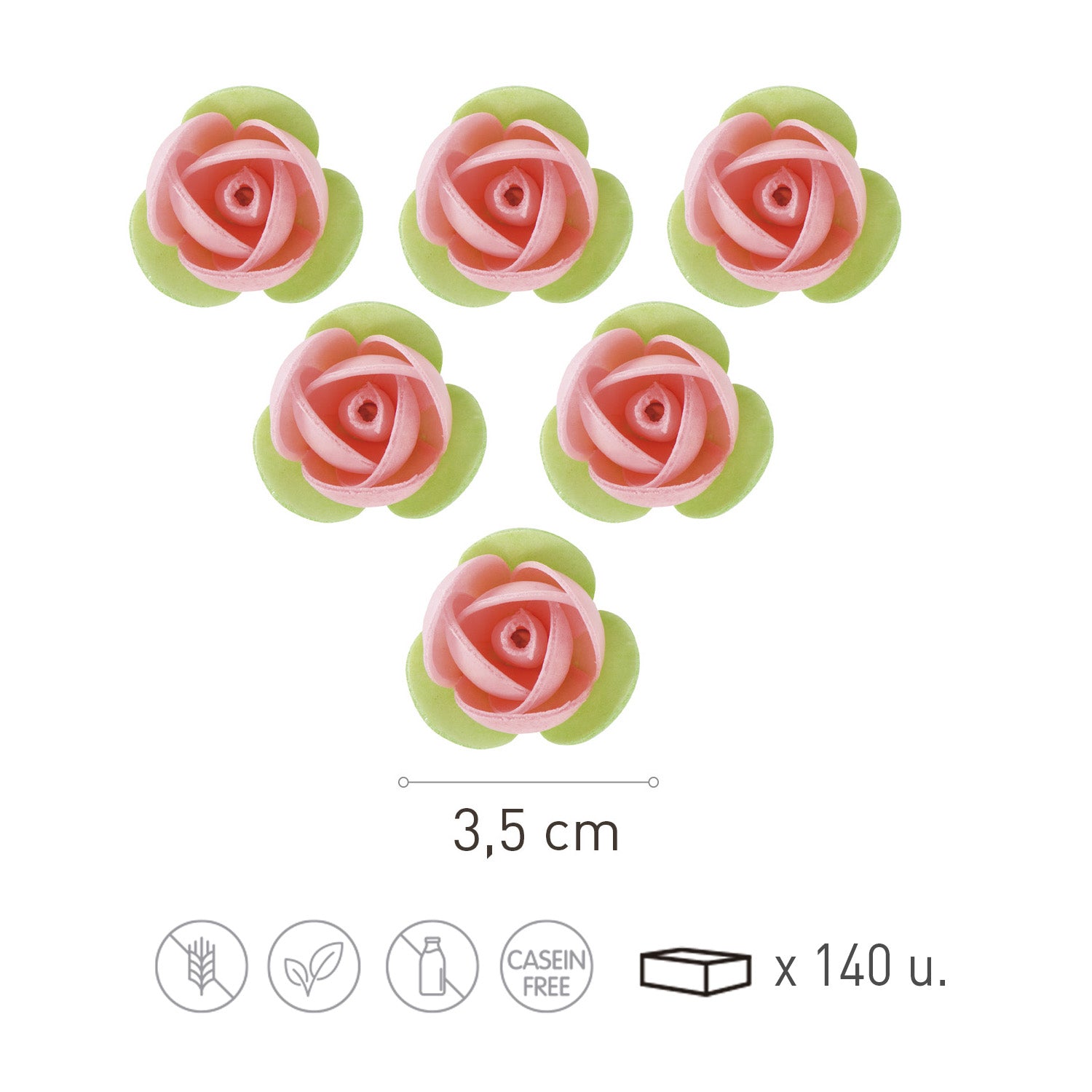 140 ROSAS OBREIA FOLHA VERDE 3,5 CM