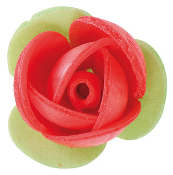 140 ROSAS OBLEA ROJA CON HOJA VERDE 3,5CM
