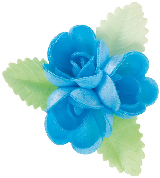 30 FLORES COLORES SURTIDOS CON HOJAS VERDES 6,5 x 6,5CM