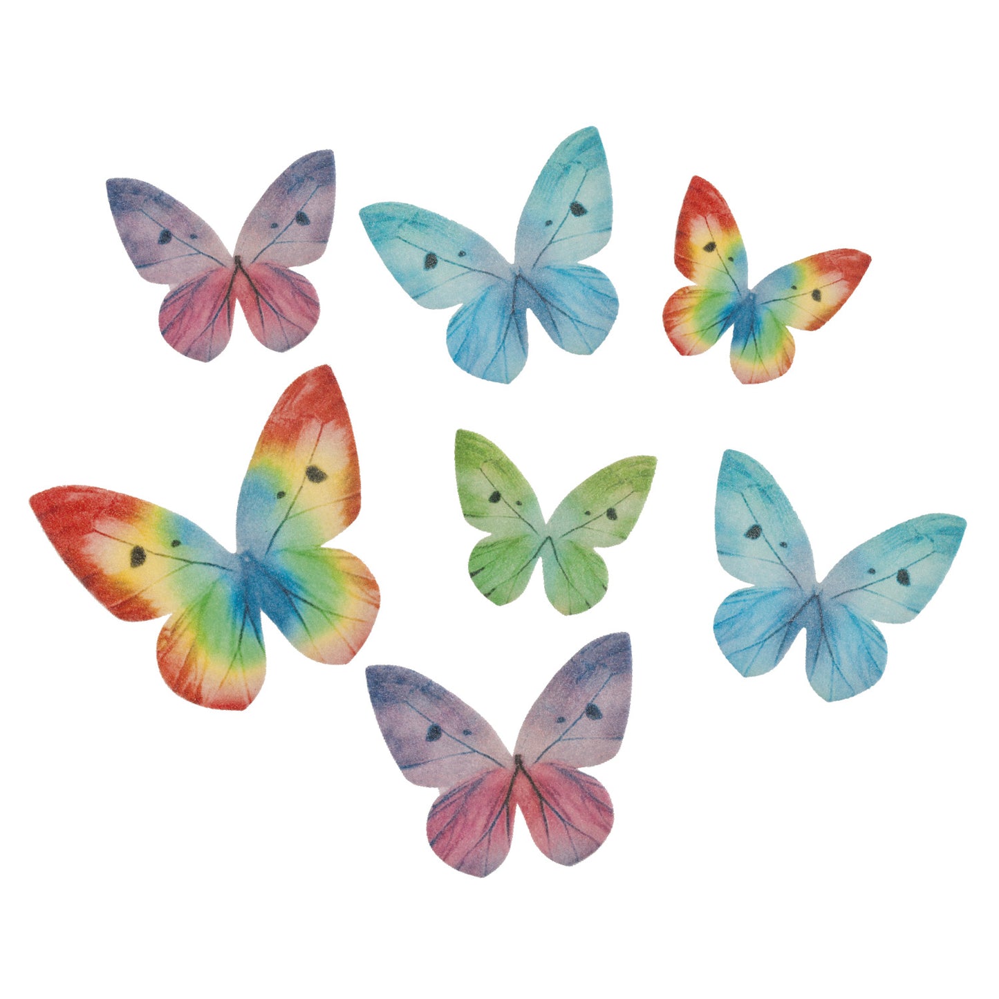 87 BUTTERFLIES WAFER CAKE DECORATION 3-6 CM