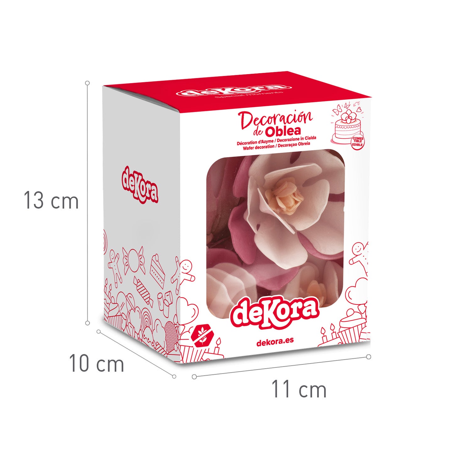 SCATOLA DA 6 MAGNOLIE IN WAFER ROSA 6.5-7CM