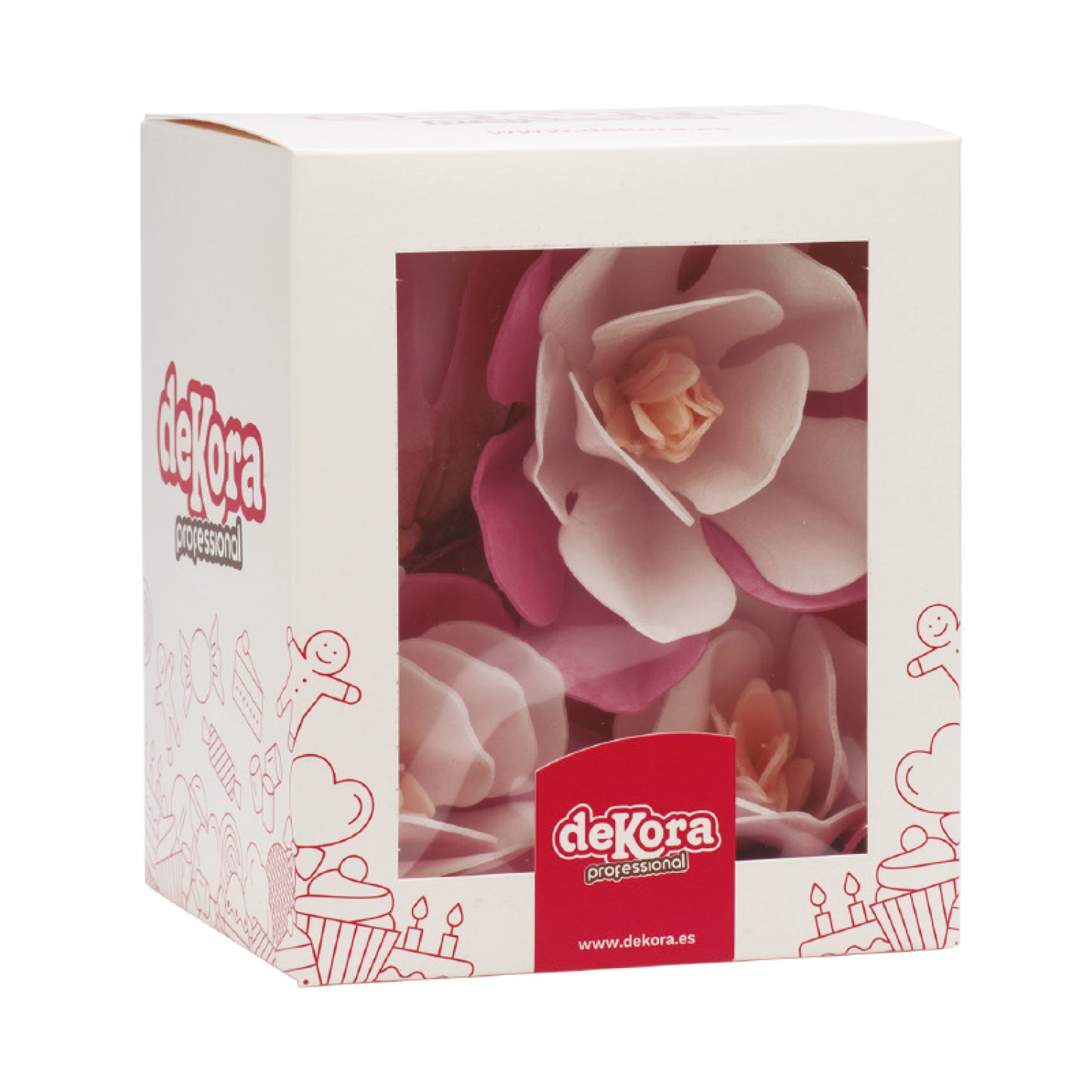 SCATOLA DA 6 MAGNOLIE IN WAFER ROSA 6.5-7CM