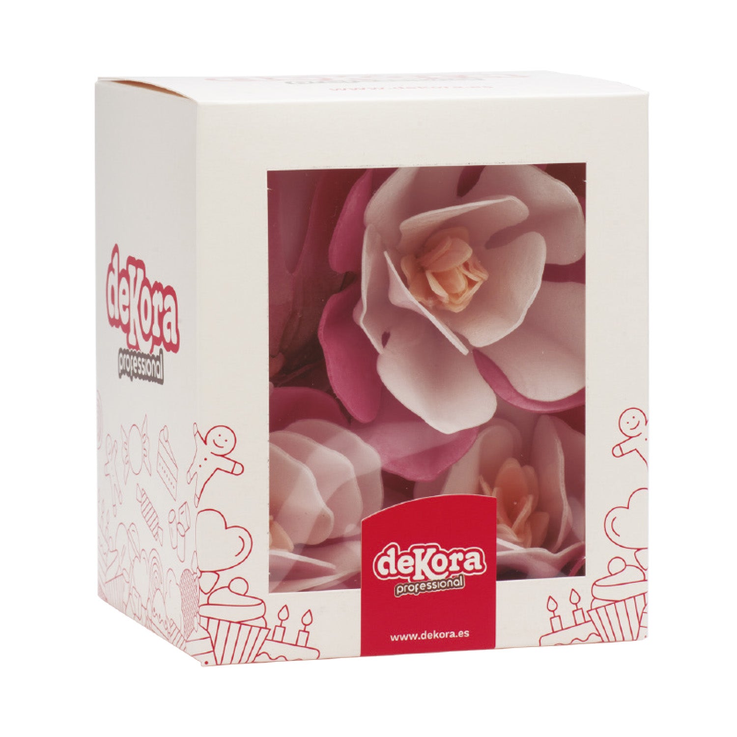 SCATOLA DA 6 MAGNOLIE IN WAFER ROSA 6.5-7CM