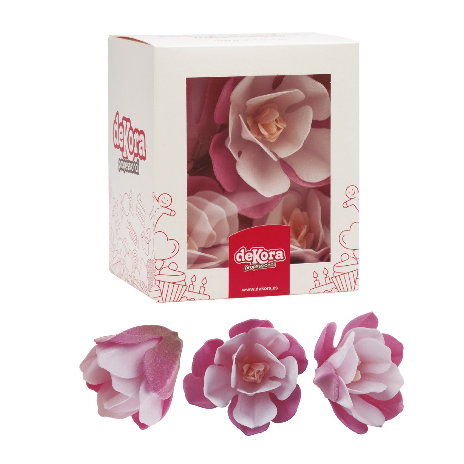 SCATOLA DA 6 MAGNOLIE IN WAFER ROSA 6.5-7CM