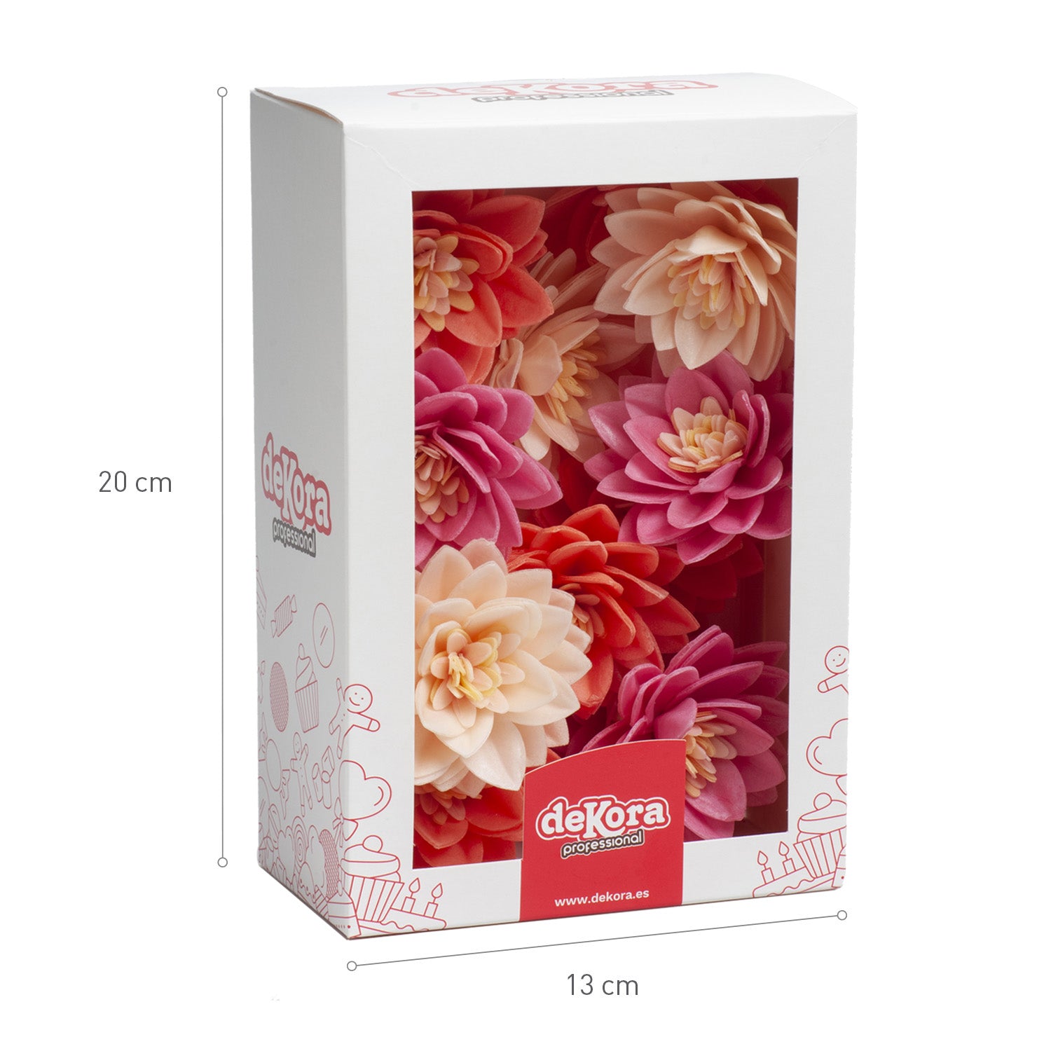 CAJA DE 15 FLORES DE LOTO DE OBLEA 3 COLORES Ø 7CM