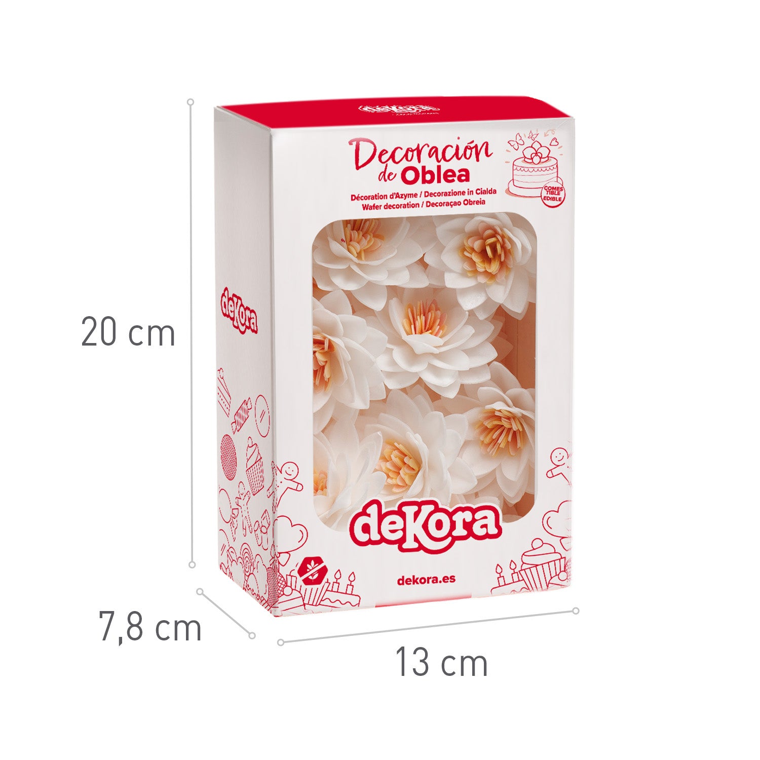 CAIXA DE 15 FLORES DE LÓTUS WAFER BRANCA Ø 7CM