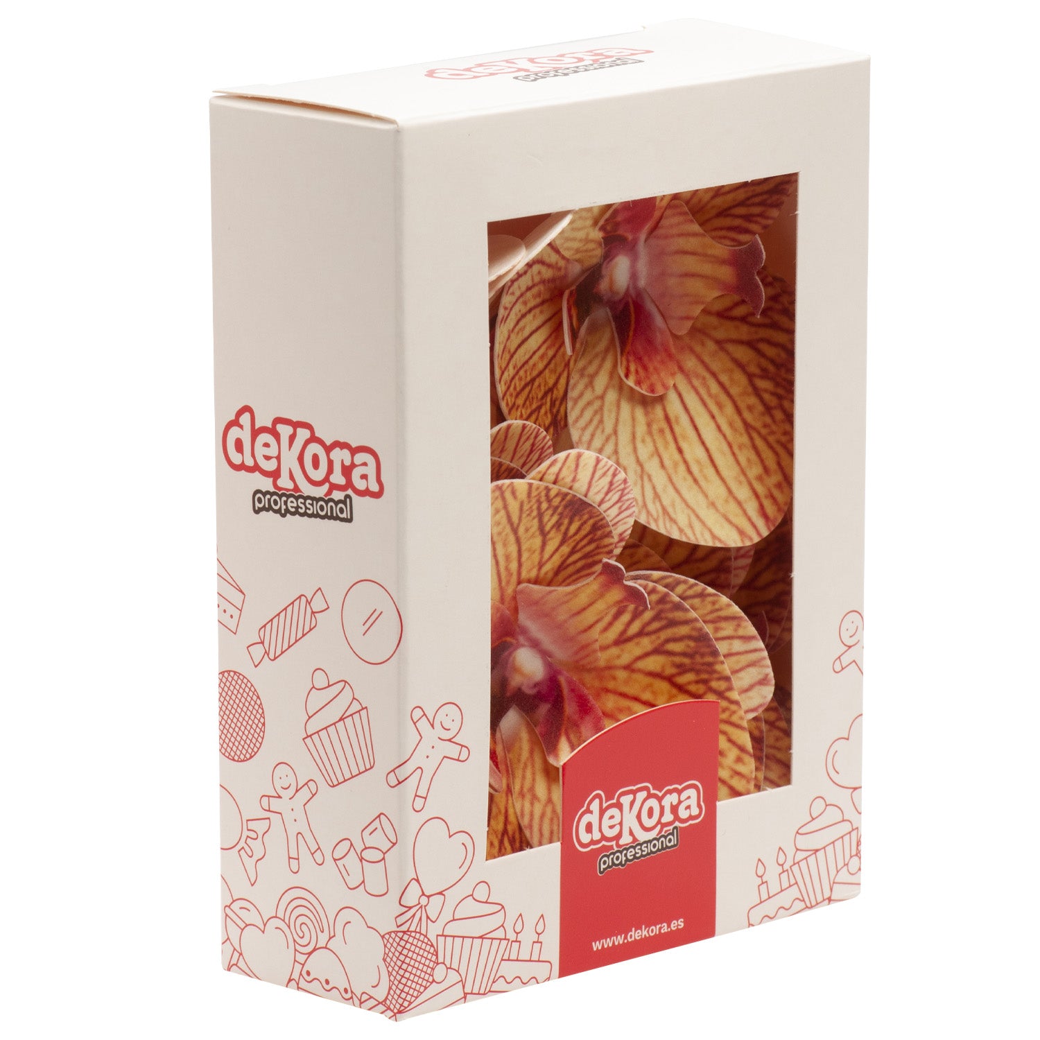 CAJA DE 10 ORQUÍDEAS DE OBLEA NARANJAS 8.5-7.5CM
