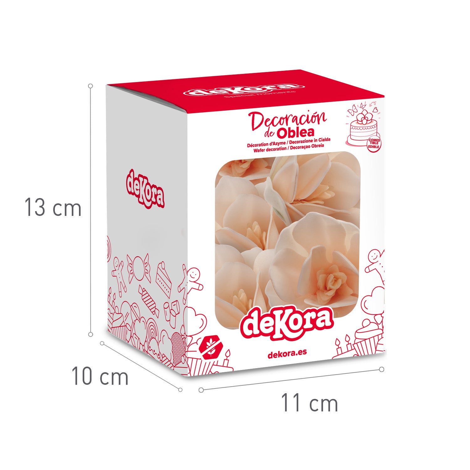 6 MAGNOLIAS DE OBLEA COLOR BLANCO DE 6.5-7CM Y 5CM