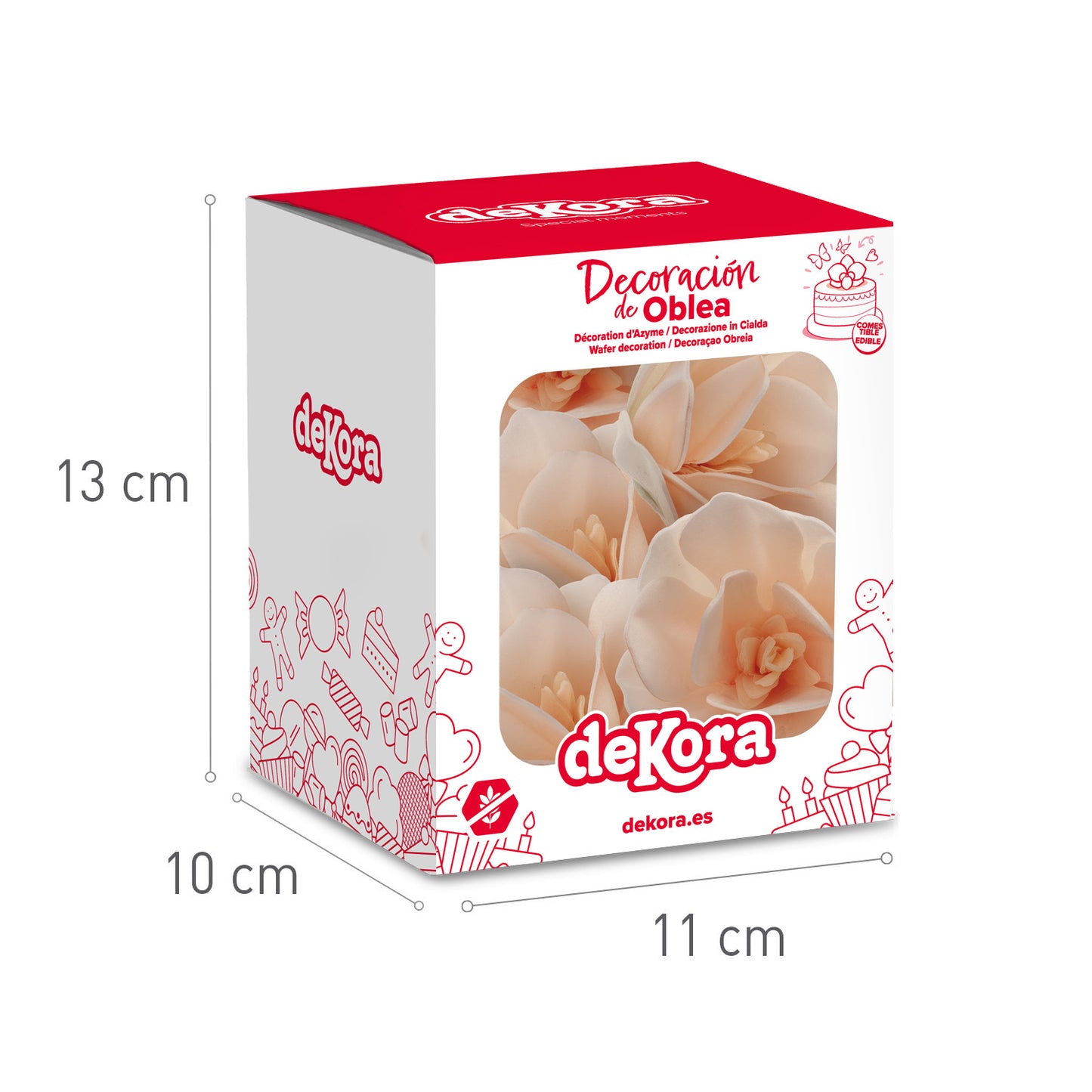 6 MAGNOLIAS DE OBLEA COLOR BLANCO DE 6.5-7CM Y 5CM