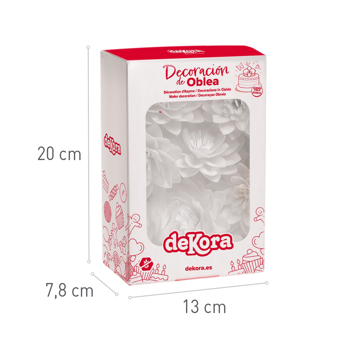 CAJA DE 18 FLORES DE OBLEA COLOR BLANCO Ø 5,5CM