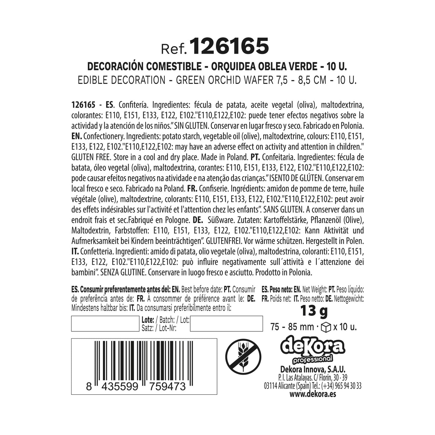 BOX OF 10 GREEN WAFER ORCHIDS 8.5-7.5CM