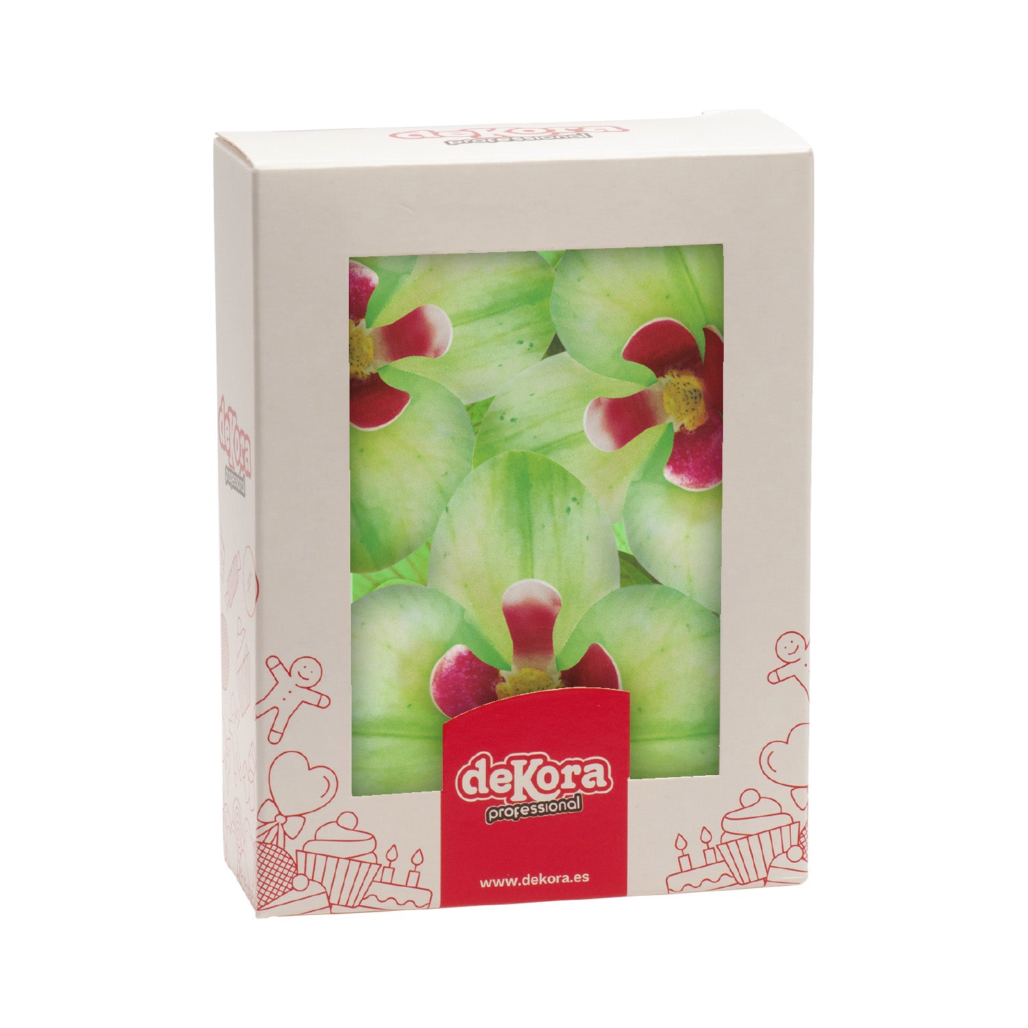 CAJA DE 10 ORQUÍDEAS DE OBLEA VERDES 8.5-7.5CM